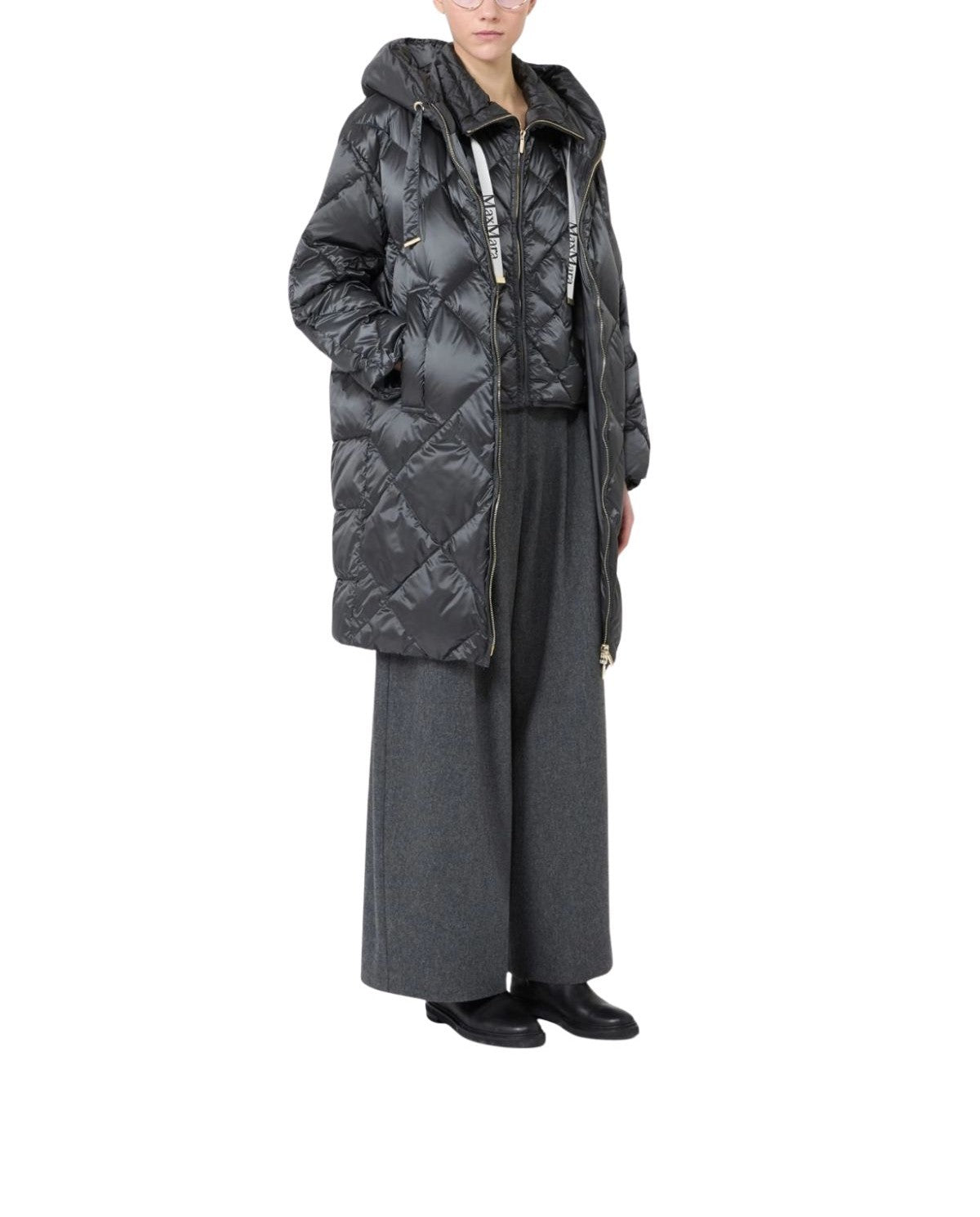 Piumino Trefe con cappuccio in tela antigoccia - Grigio medio TREFE 078 MAX MARA 