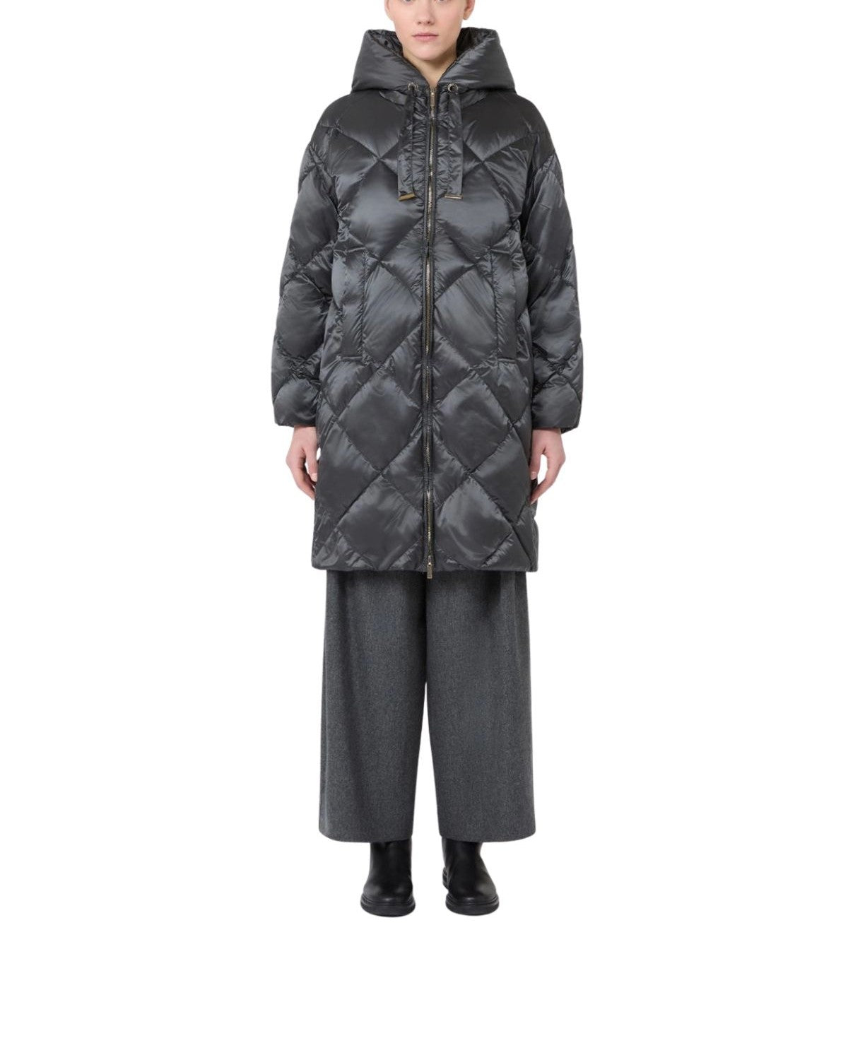 Piumino Trefe con cappuccio in tela antigoccia - Grigio medio TREFE 078 MAX MARA 