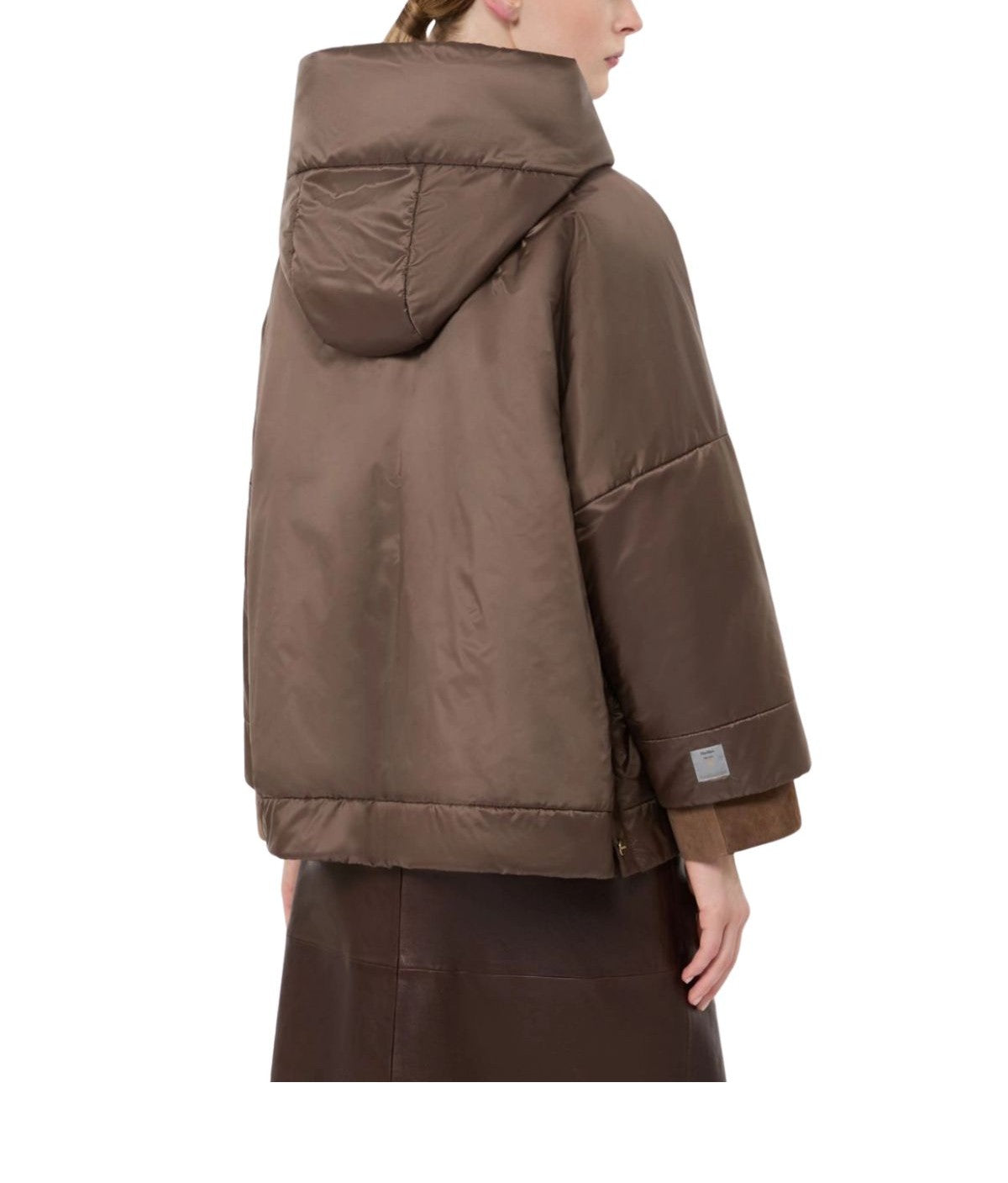 Giacca imbottita in tela antigoccia con cappuccio marrone- Fiore FIORE 096 MARRONE MAX MARA THE CUBE 