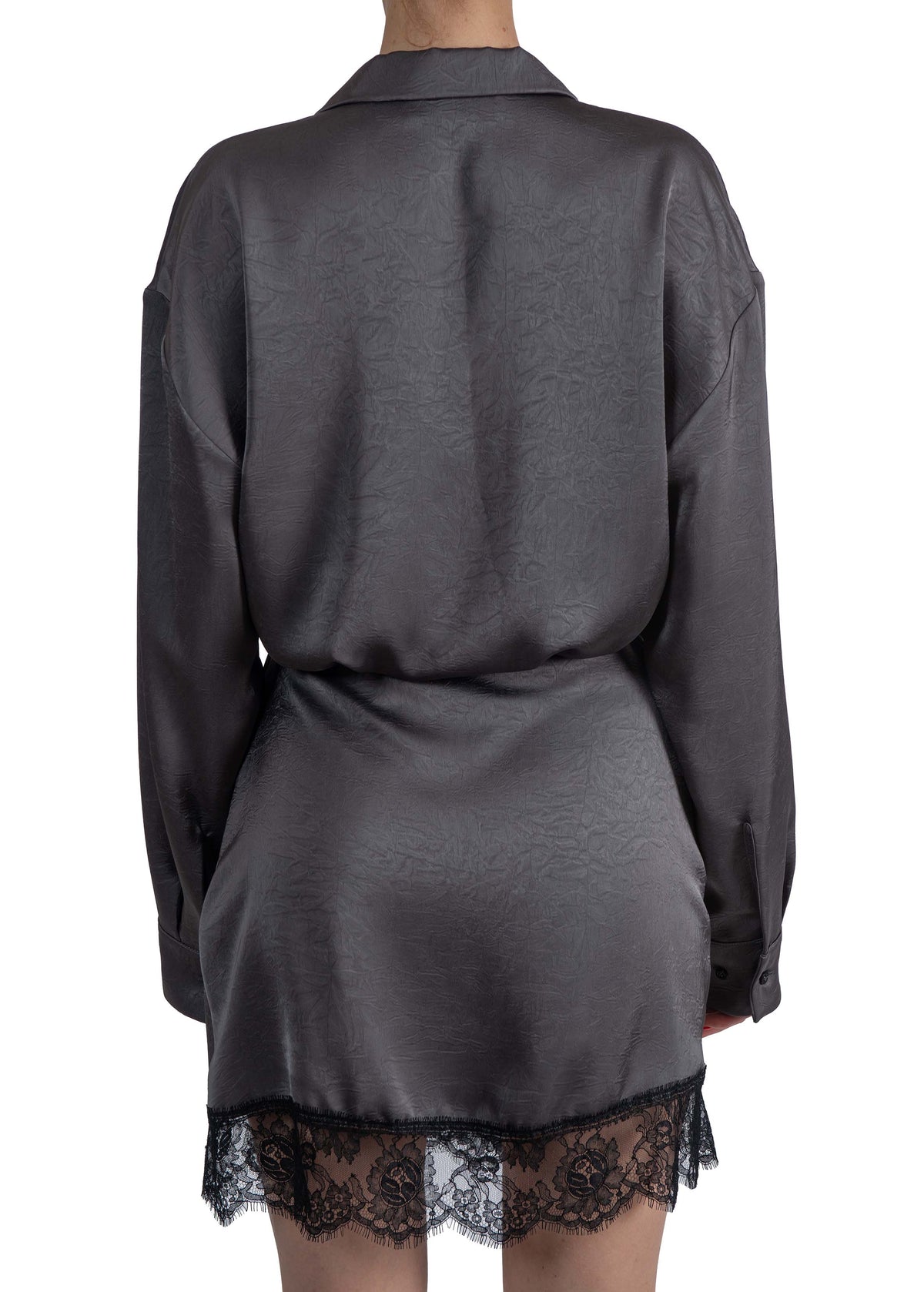 Abito a portafoglio in raso con dettagli in pizzo 4141MDA28 IRON GREY MSGM 