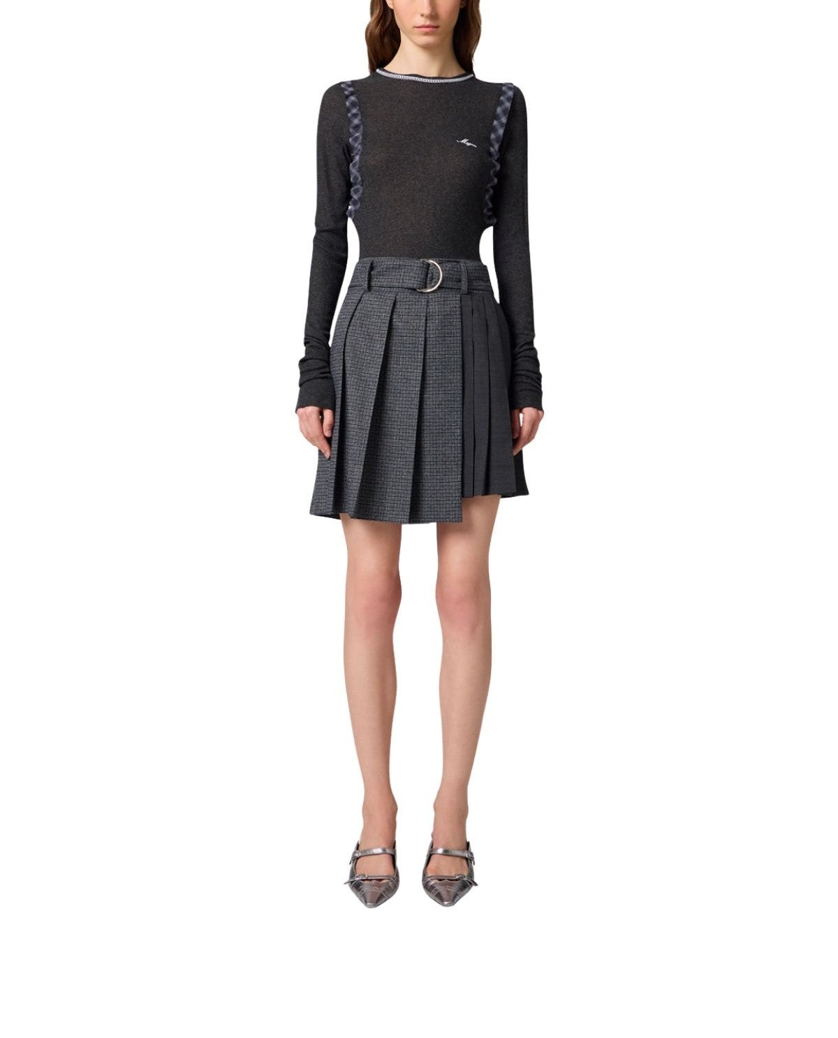 Gonna corta plisse' 4141MDD06PY GREY MSGM 