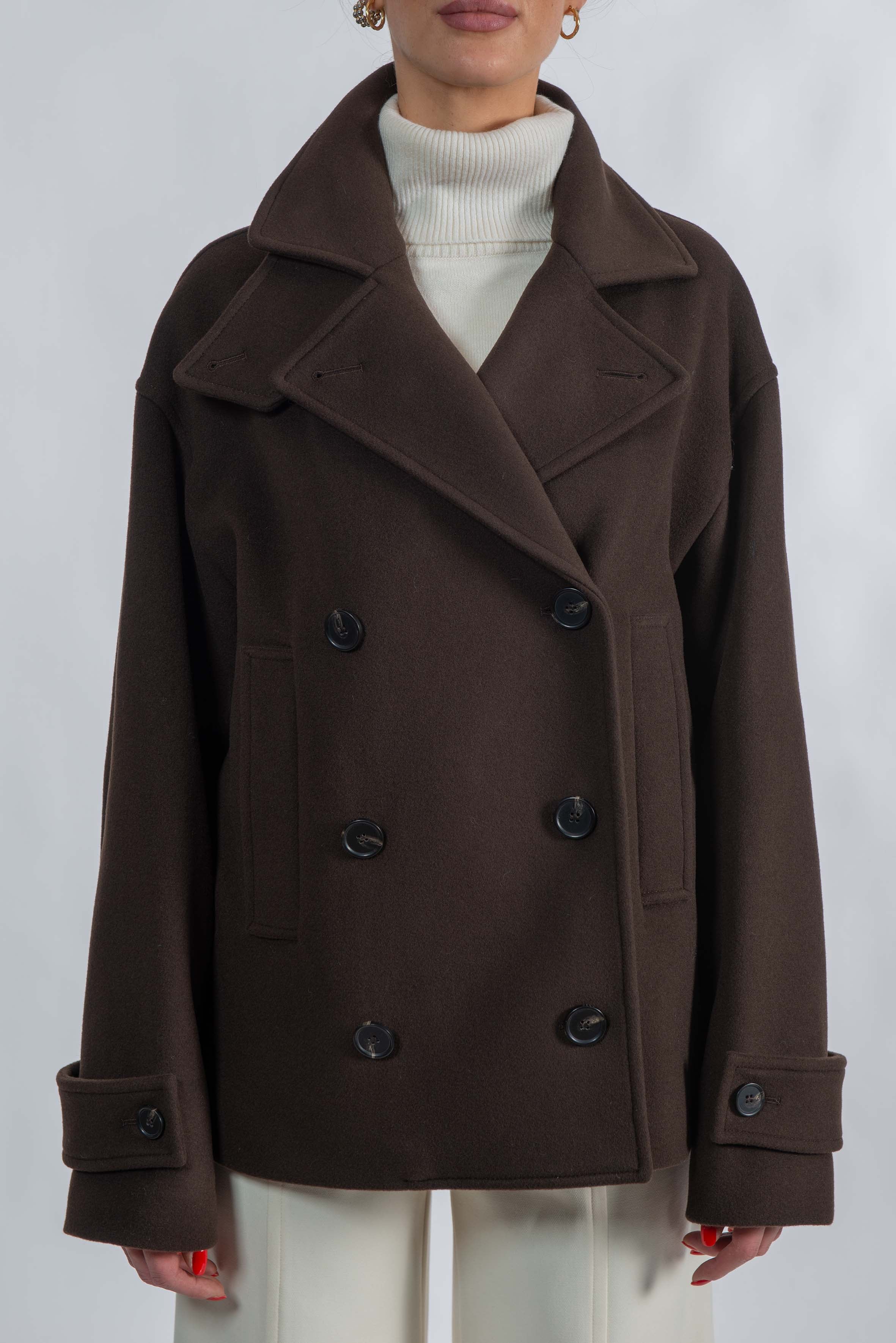Caban doppiopetto testa di moro. 4141MDH09 BROWN MSGM 