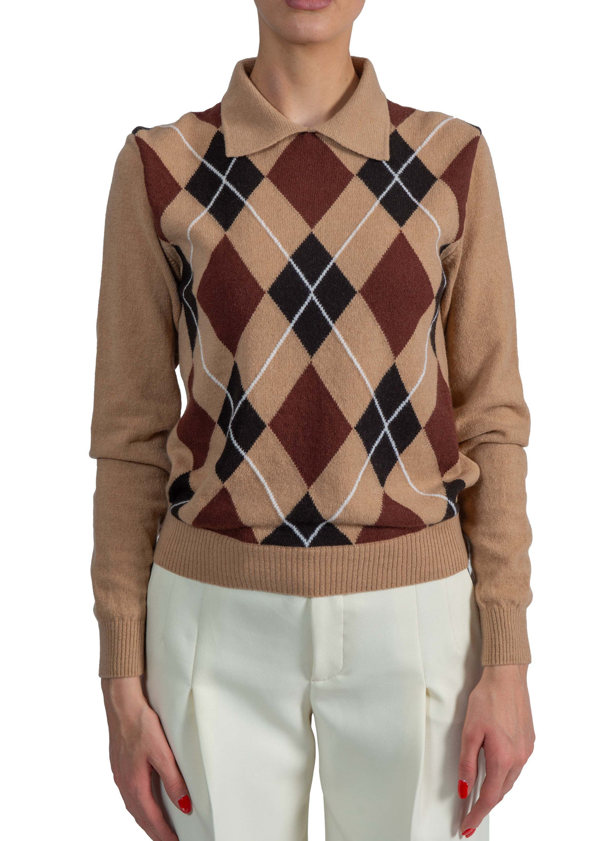 Maglia rombi cammello. 4141MDM205 CLAY MSGM 