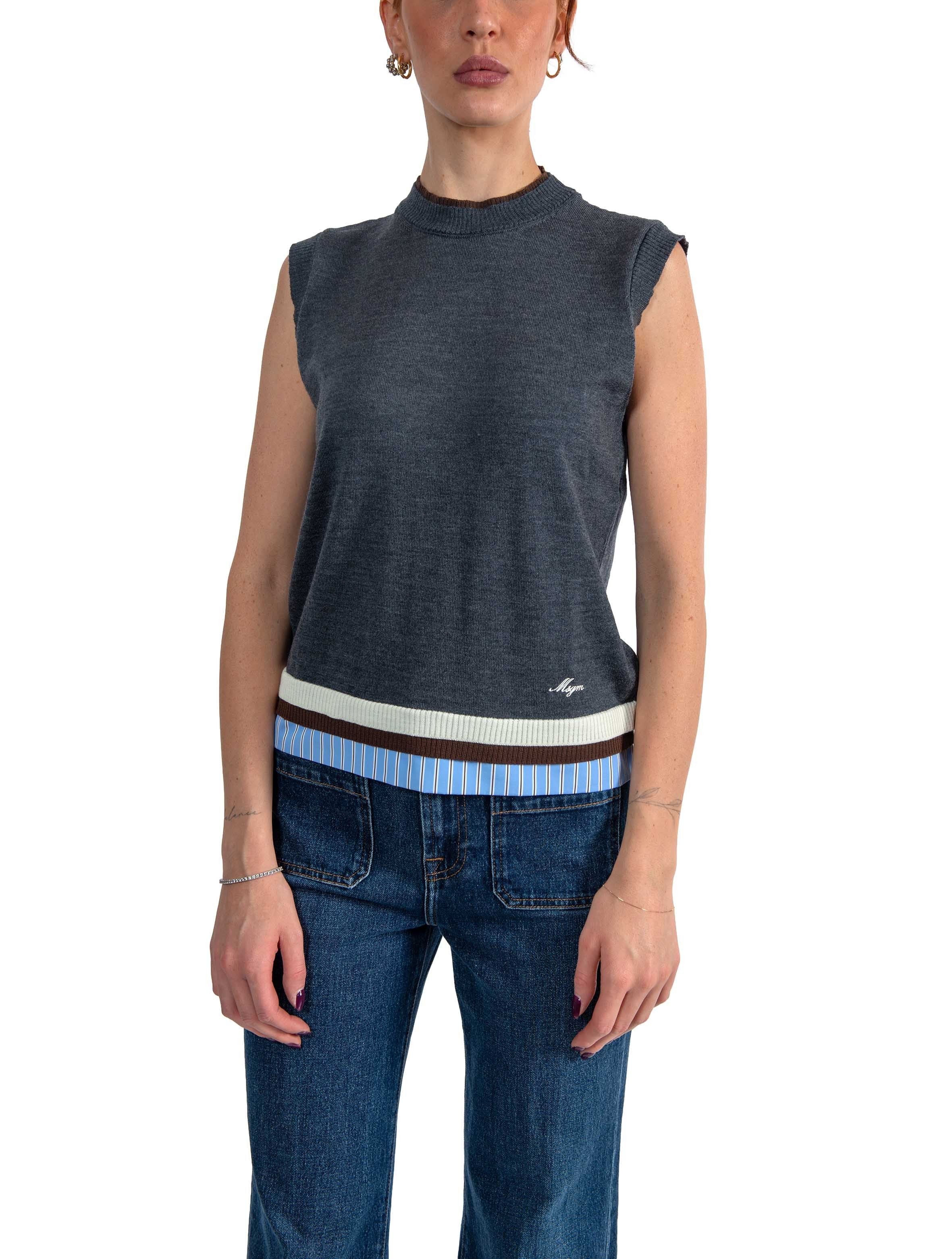 Gilet in lana con dettaglio layering 4141MDW190 GRIGIO MSGM 