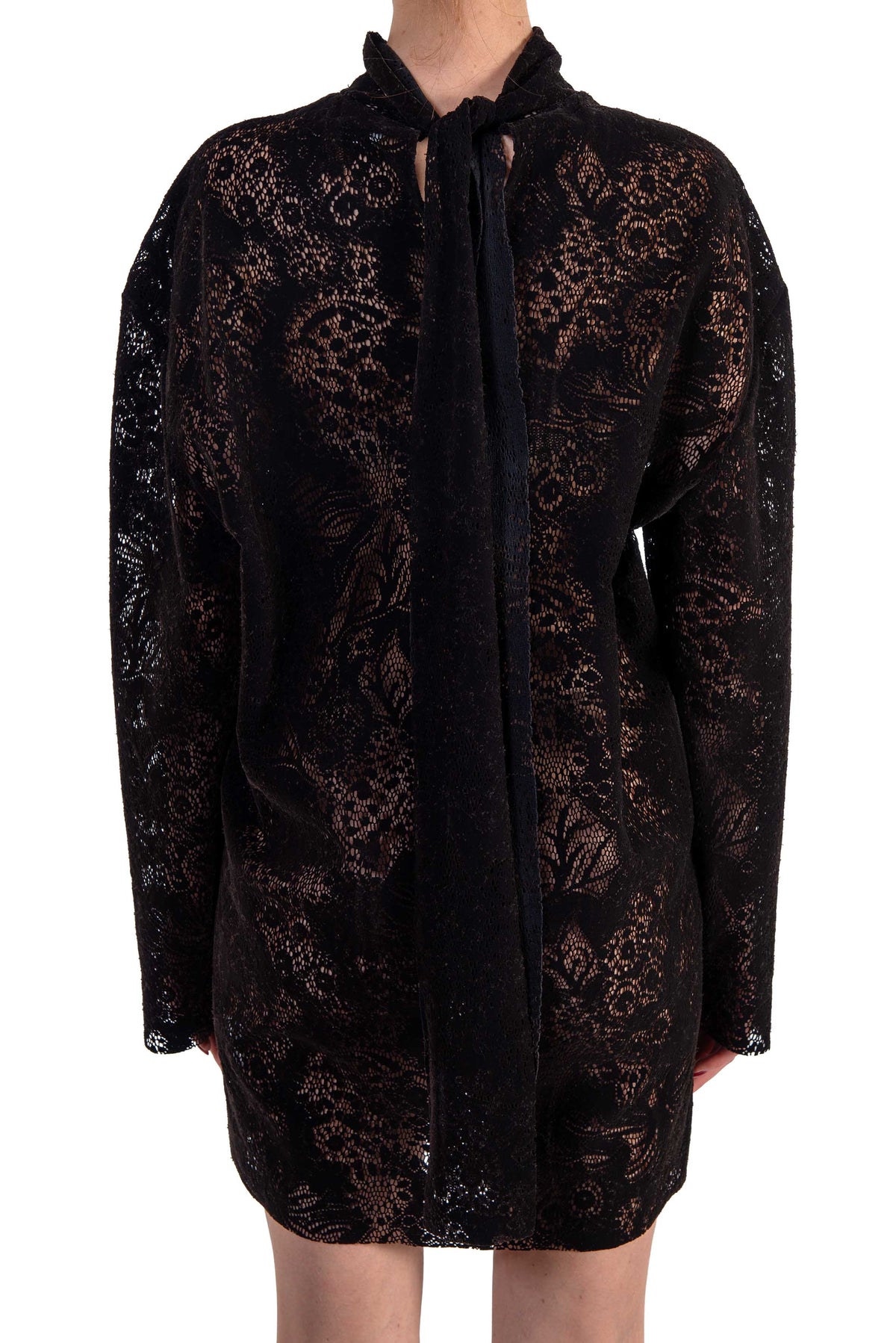 Abito in pizzo effetto vellutato testa di moro 4142MDA07 BDARK CACAO MSGM 