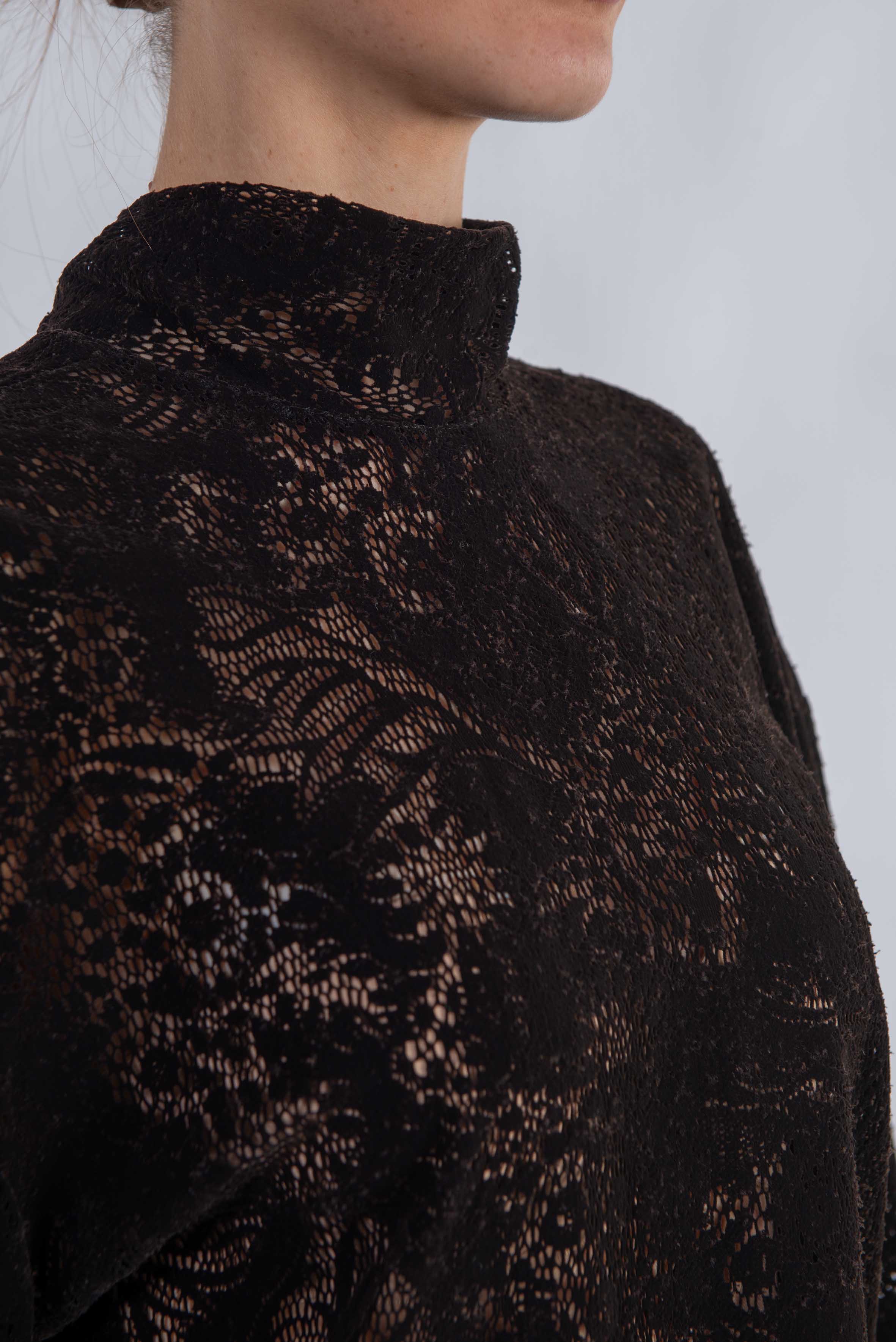 Abito in pizzo effetto vellutato testa di moro 4142MDA07 BDARK CACAO MSGM 
