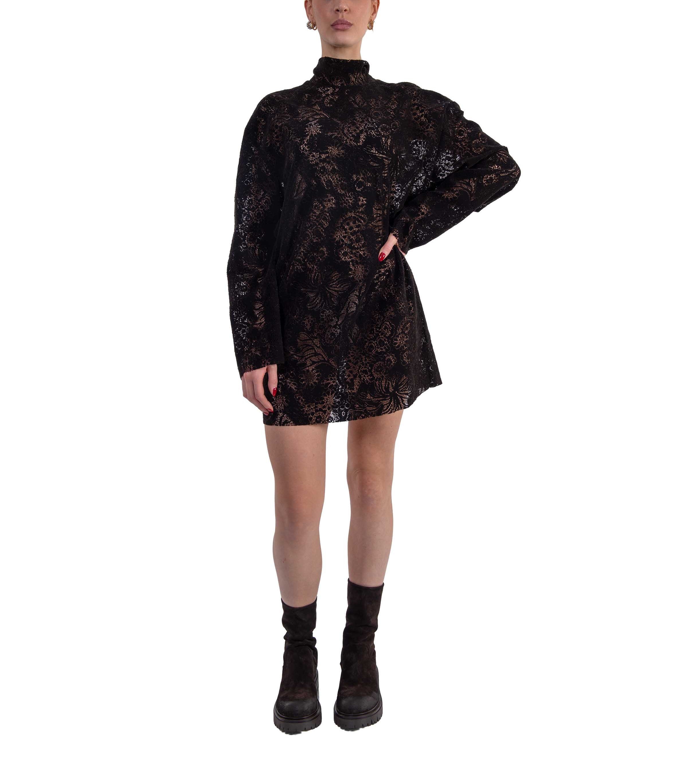 Abito in pizzo effetto vellutato testa di moro 4142MDA07 BDARK CACAO MSGM 