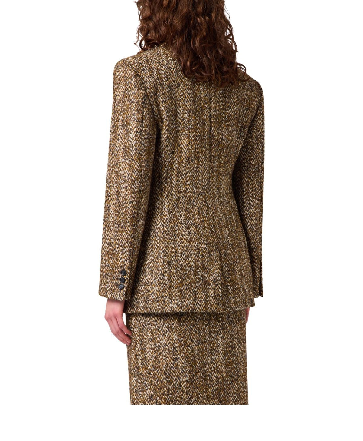 Giacca doppiopetto in tweed 4142MDG02 MULTI BROWN MSGM 
