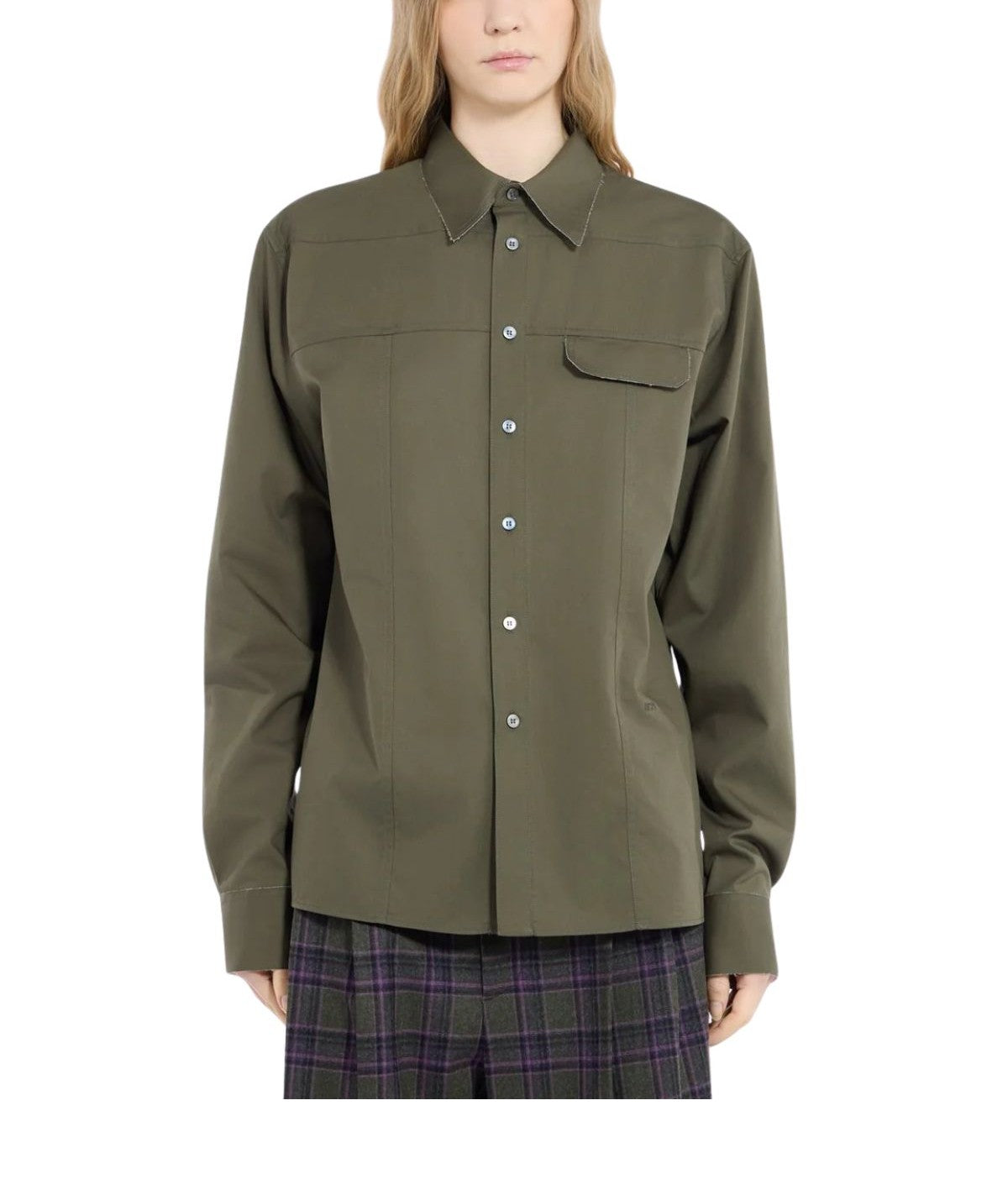 Camicia in cotone verde militare G041 0011 KHAKI N° 21 