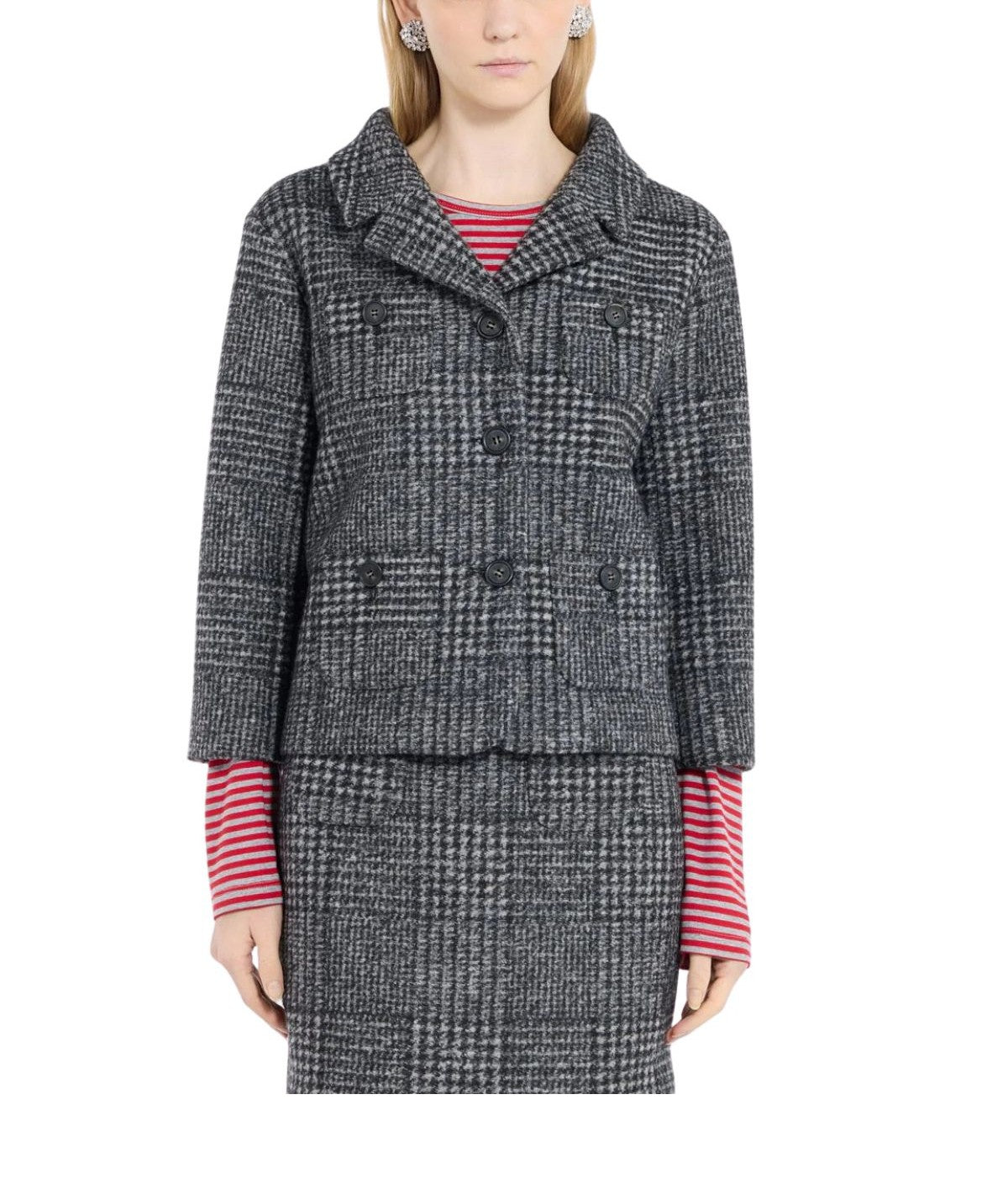 Giacca in tweed grigia L011 3124 NERO-GRIGIO N° 21 