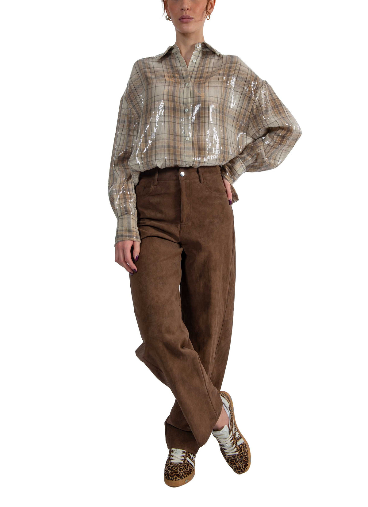 Camecia paillette  check CAM 23 BEIGE RAME 