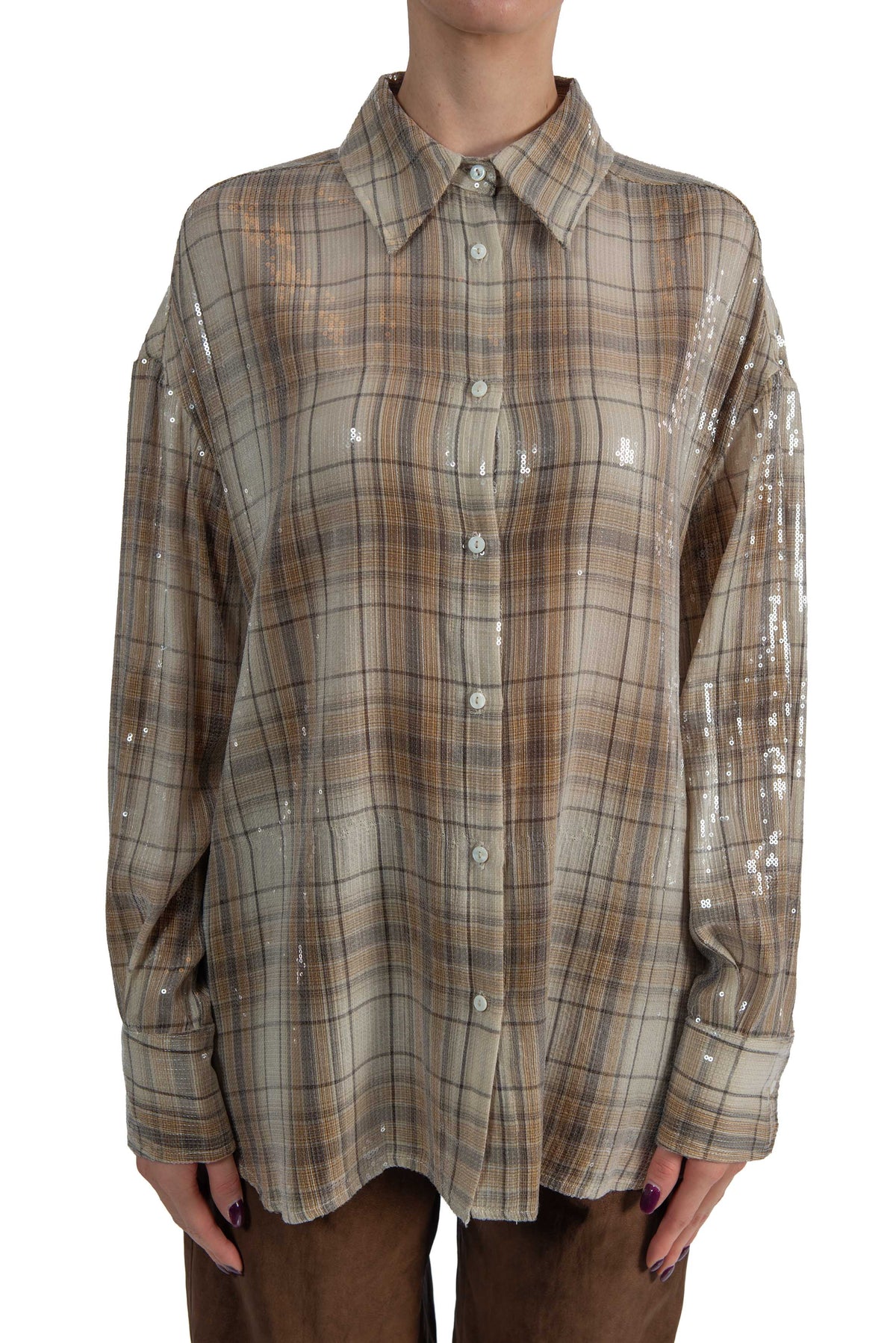 Camecia paillette  check CAM 23 BEIGE RAME 
