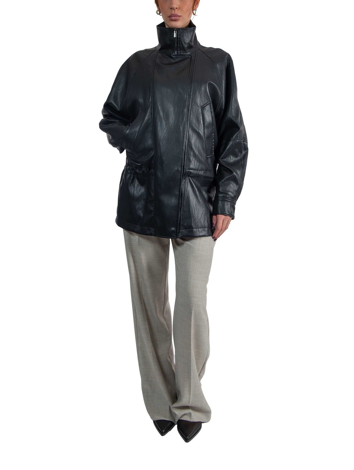 Giaccone ecopelle CAP04 BLACK RAME 