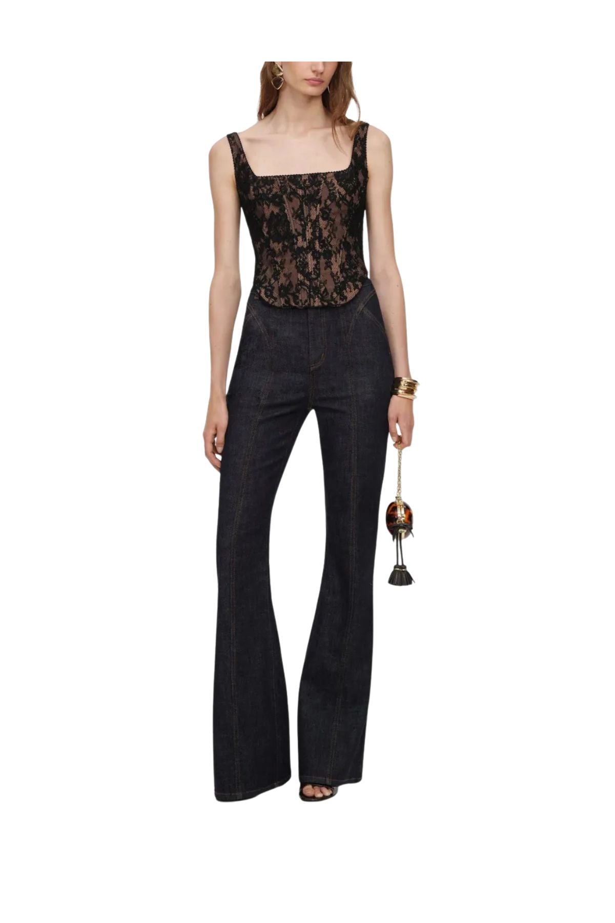 Top a corsetto in pizzo nero 004T BLACK SELF PORTRAIT 