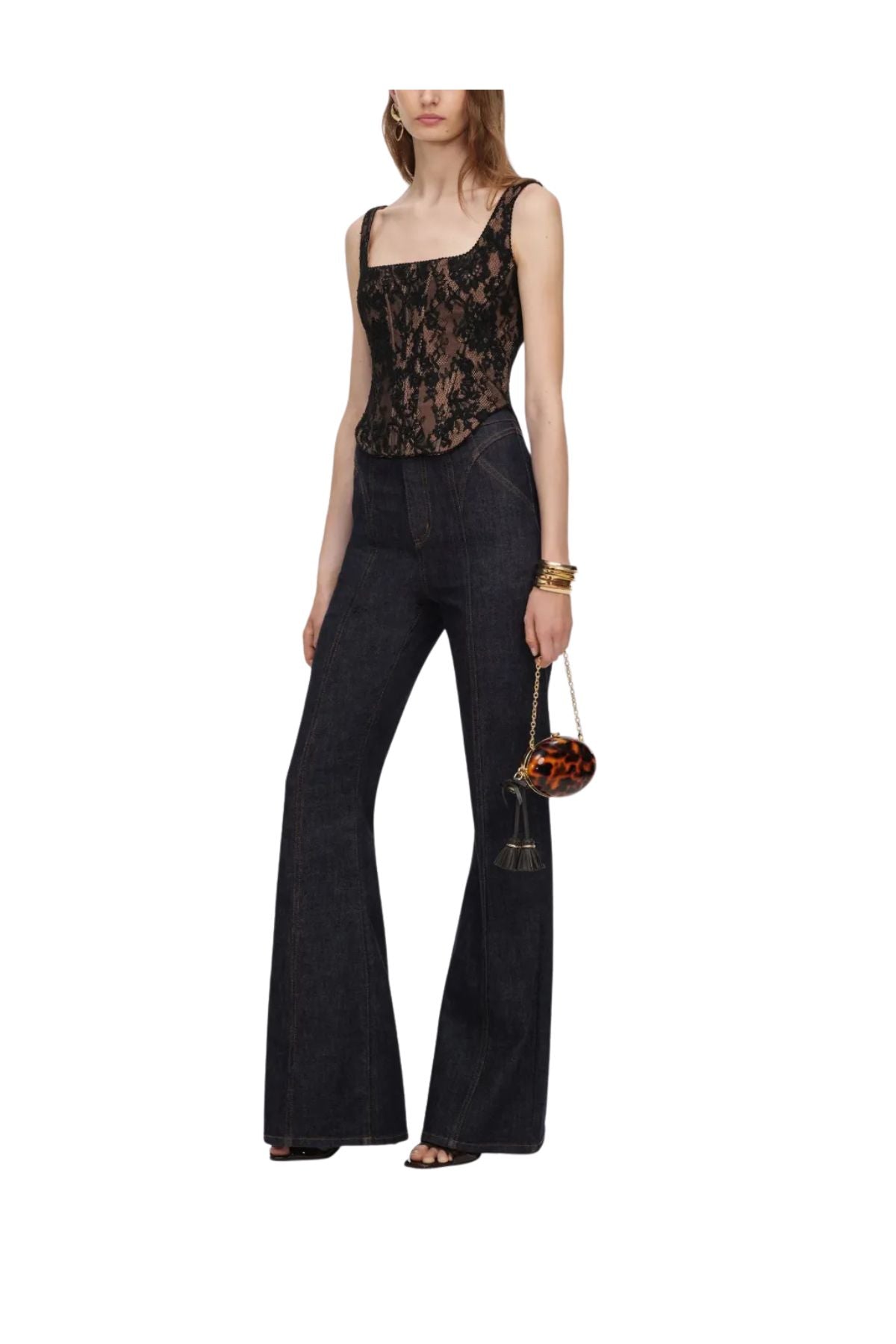 Top a corsetto in pizzo nero 004T BLACK SELF PORTRAIT 