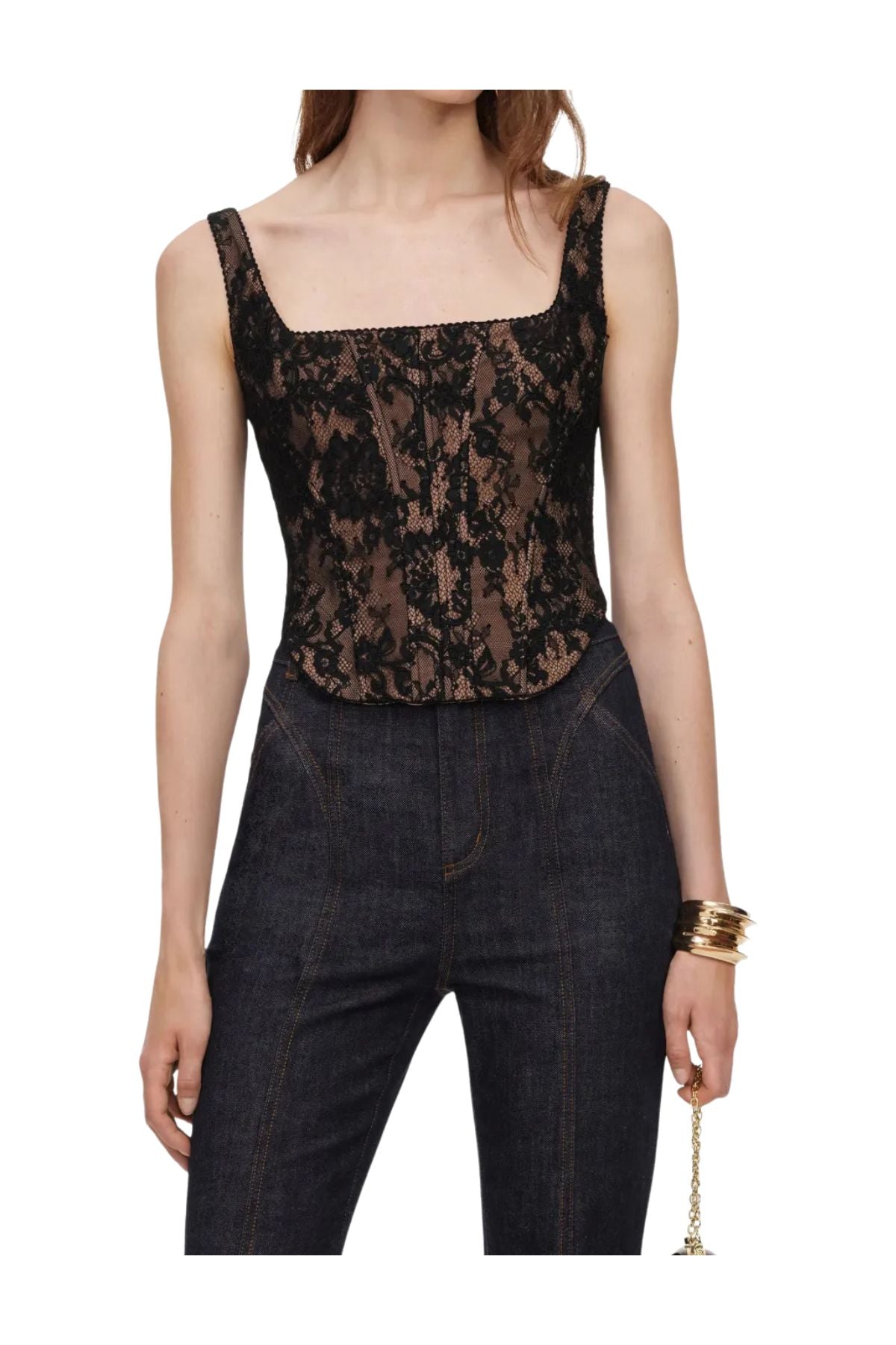 Top a corsetto in pizzo nero 004T BLACK SELF PORTRAIT 