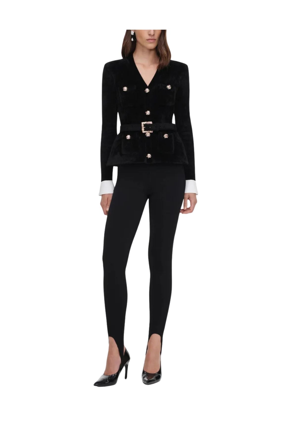 Cardigan nero in ciniglia 099T BLACK SELF PORTRAIT 