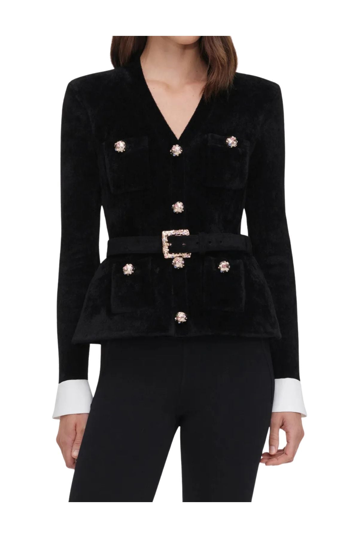 Cardigan nero in ciniglia 099T BLACK SELF PORTRAIT 