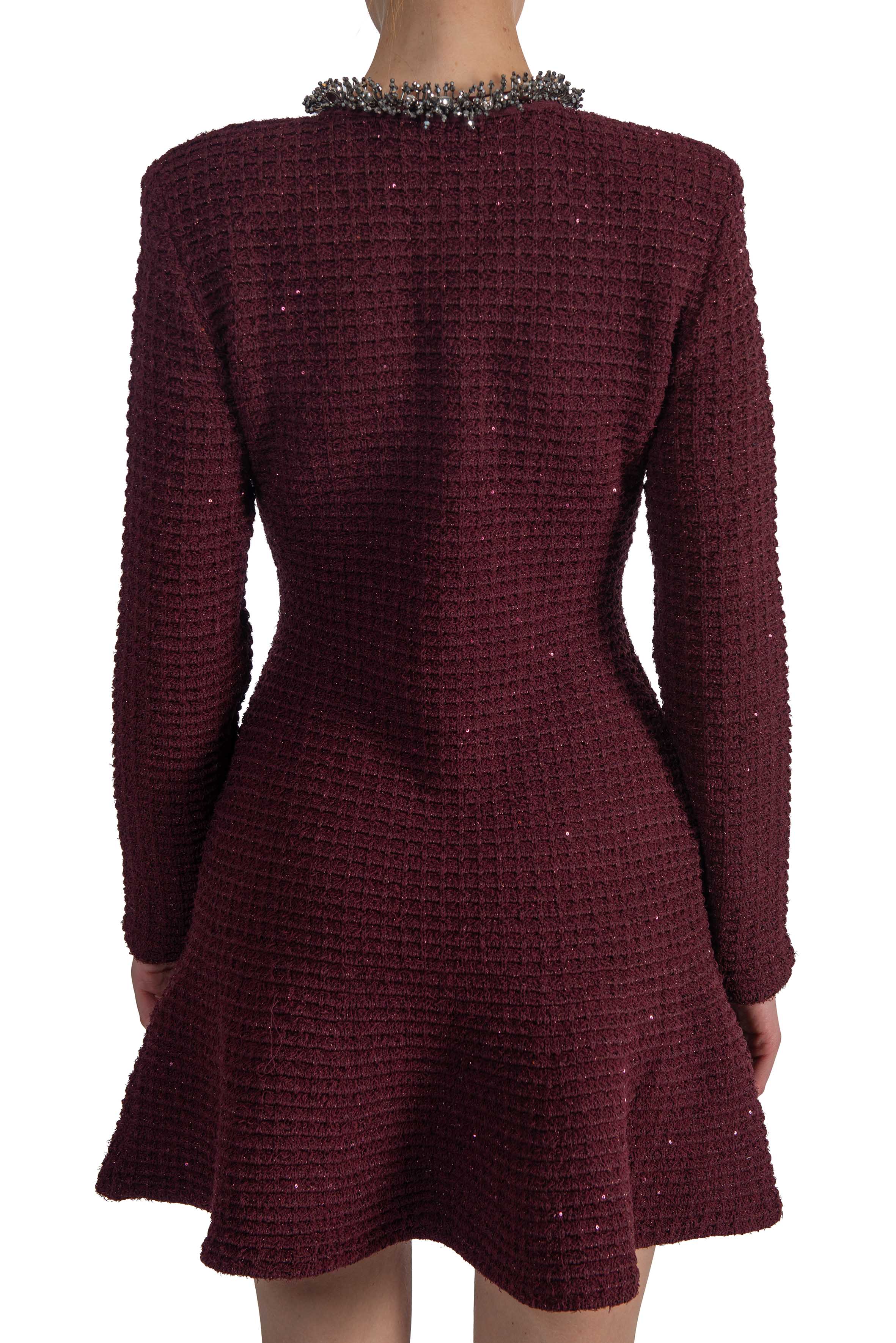 Mini abito bordeaux in maglia testurizzata con decorazioni 152S BURGUNDY SELF PORTRAIT 