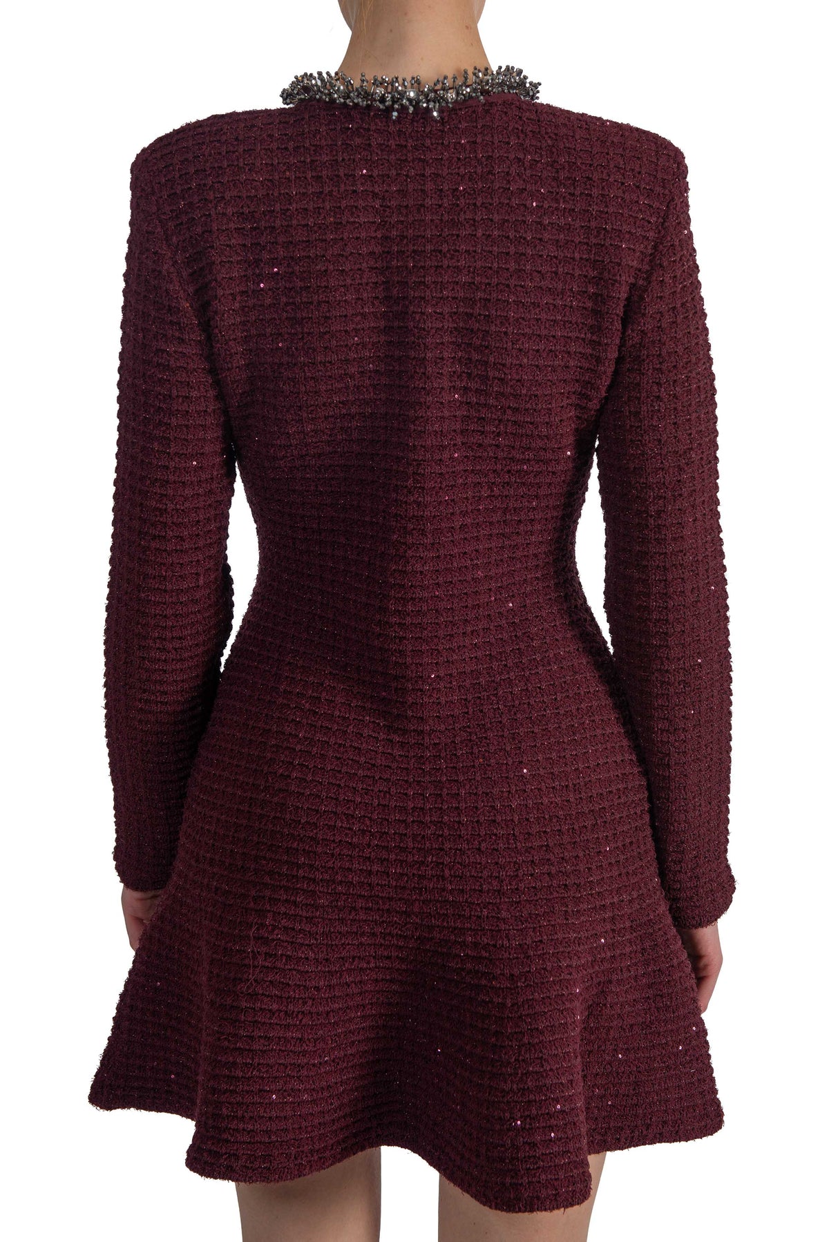 Mini abito bordeaux in maglia testurizzata con decorazioni 152S BURGUNDY SELF PORTRAIT 