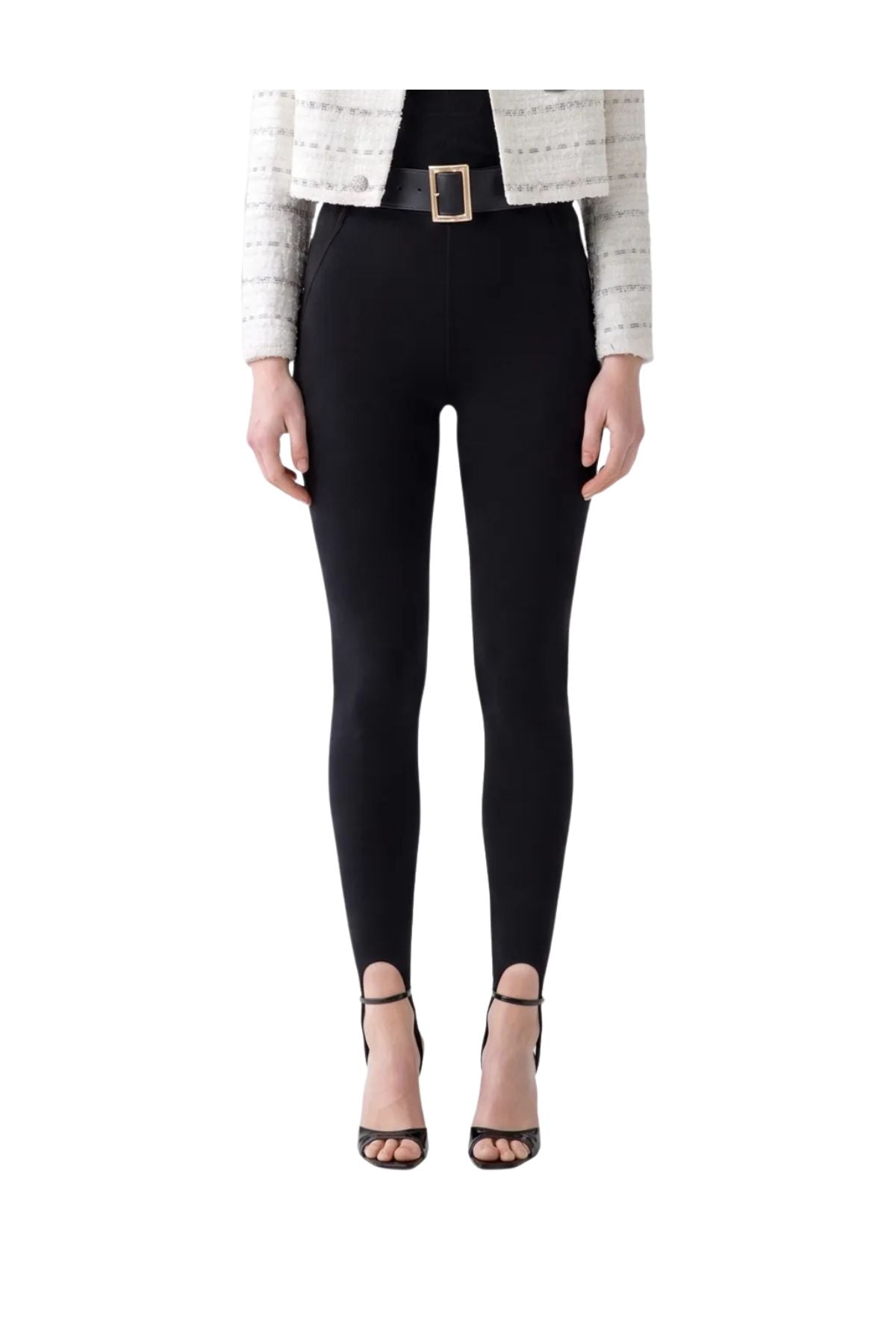 Leggings neri in maglia con staffa 174P BLACK SELF PORTRAIT 