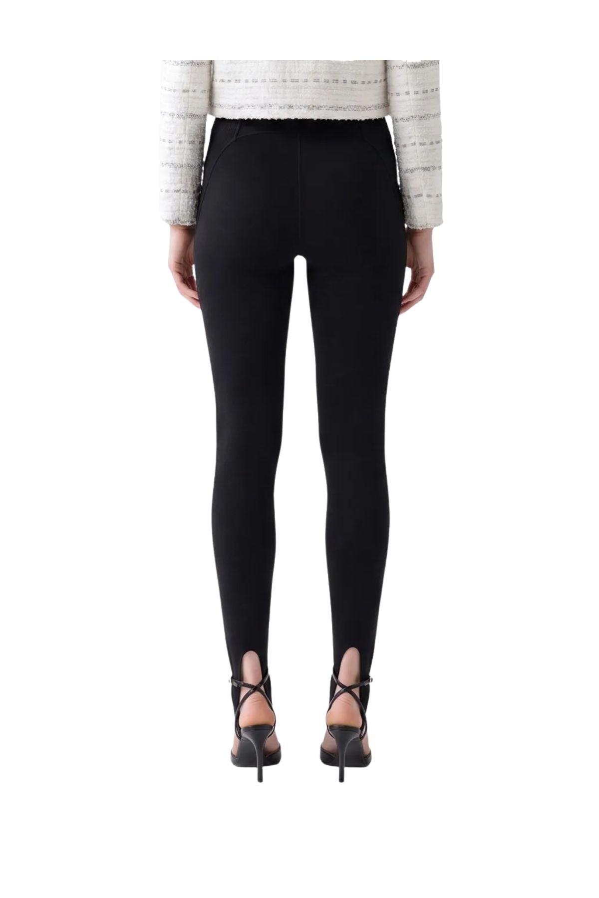 Leggings neri in maglia con staffa 174P BLACK SELF PORTRAIT 