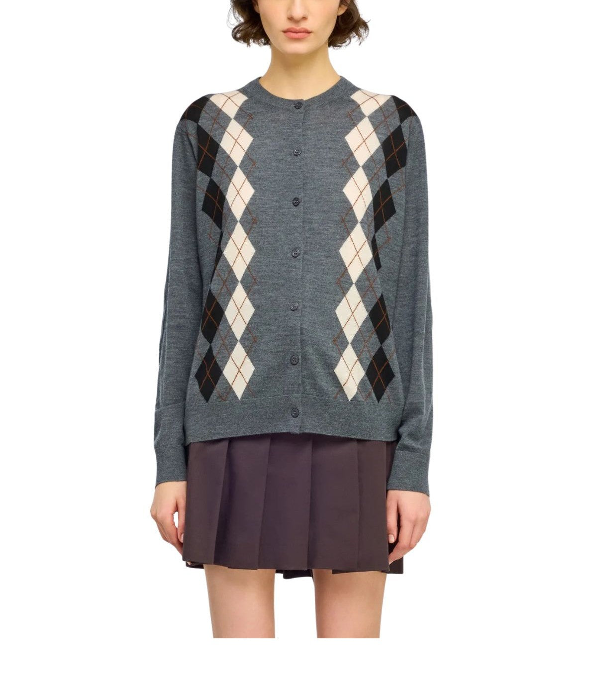 Cardigan grigio rombi Belle BELLE Y6WC73 NERO SEMICOUTURE 
