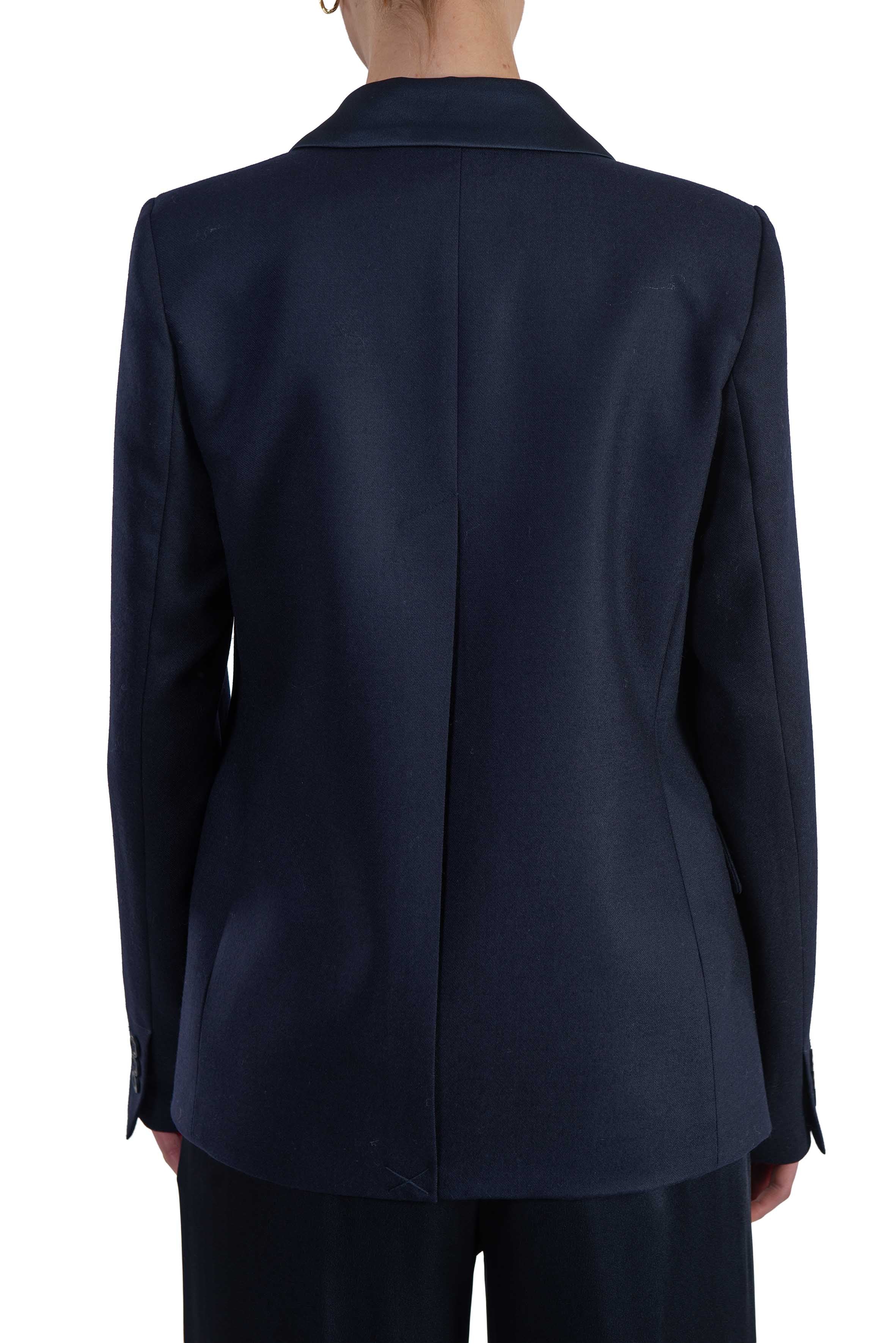 Giacca blu con rever in raso CHALICE  S6WI06 BLU NOTTE SEMICOUTURE 