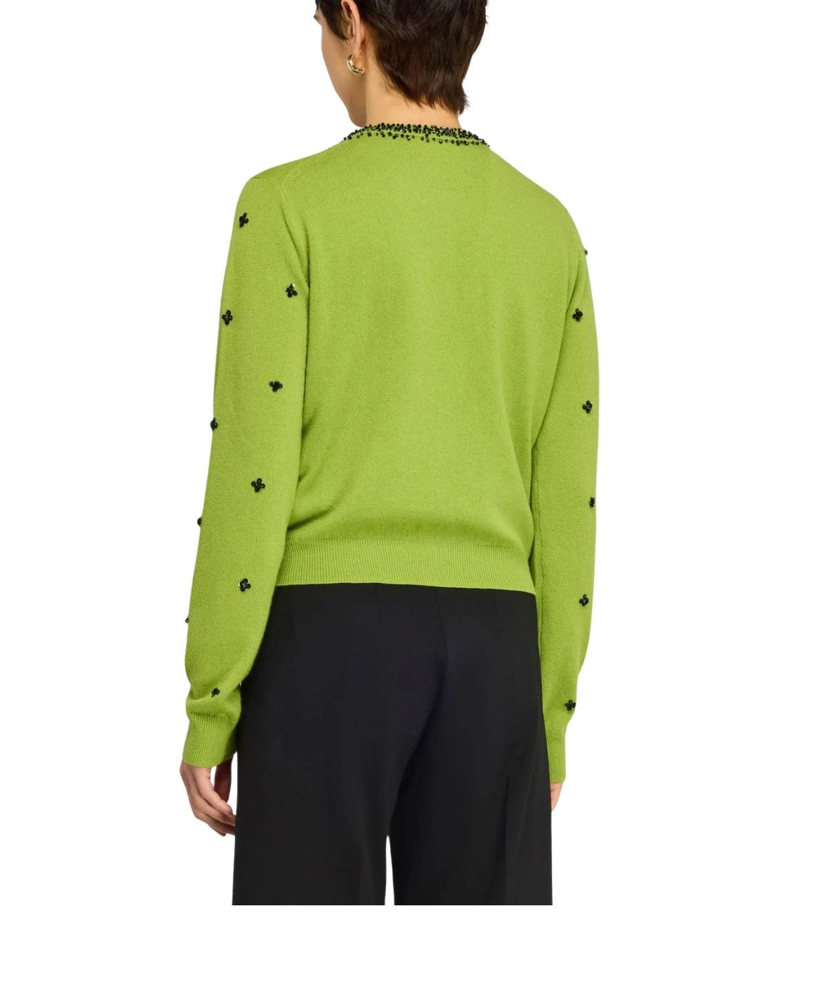 Cardigan verde con strass CHELSEA S6WC10 AVOCADO SEMICOUTURE 