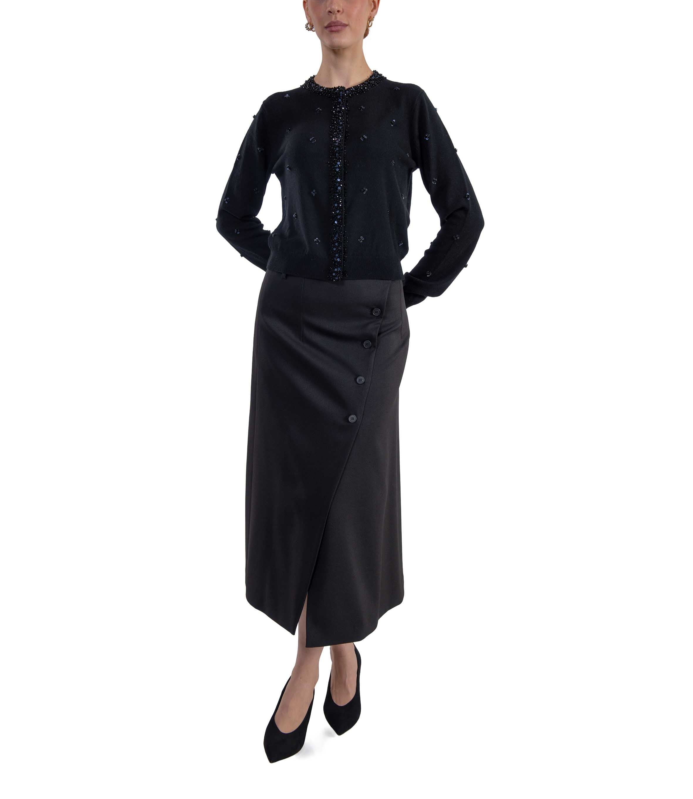Cardigan nero con strass CHELSEA S6WC10 NERO SEMICOUTURE 