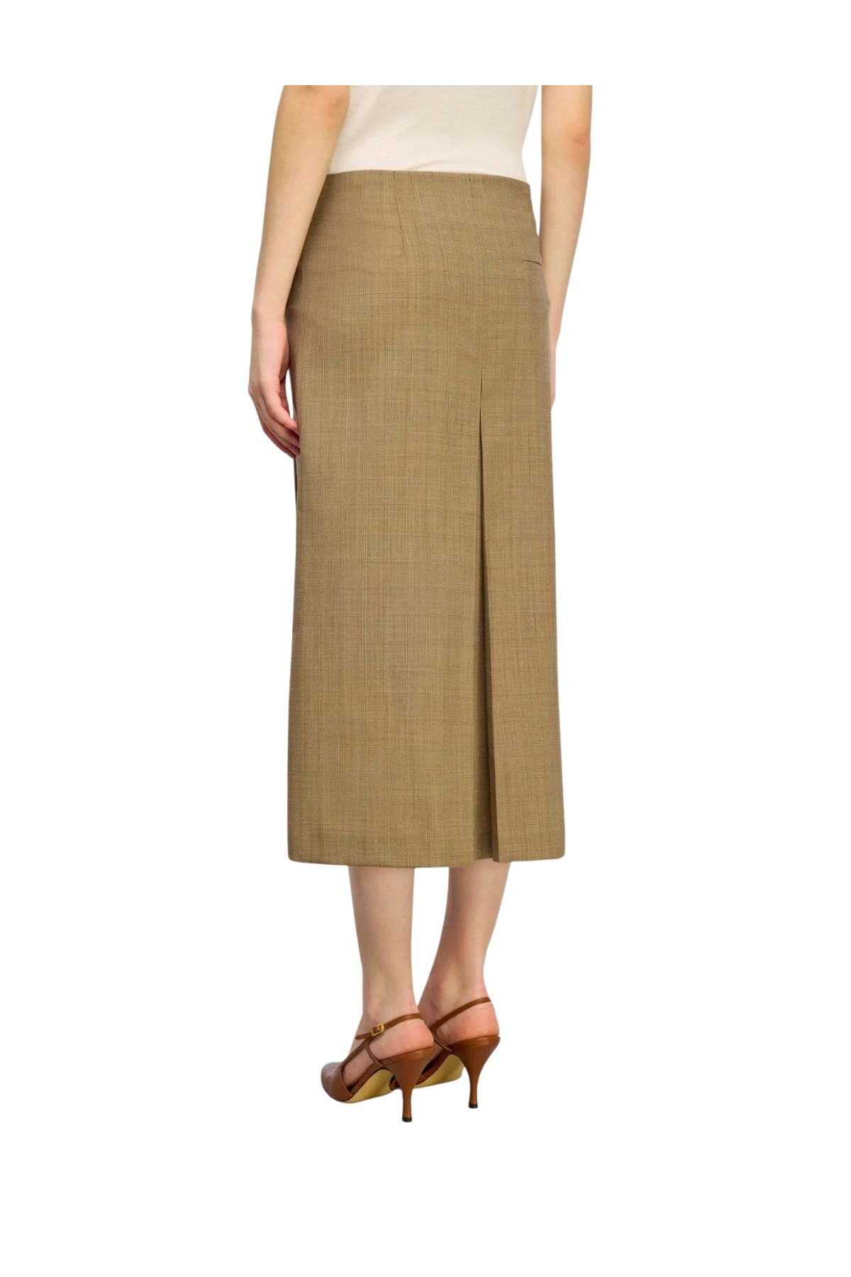 Gonna a pieghe check cammello CRESSIDA Y6WM12 CHECH SEMICOUTURE 