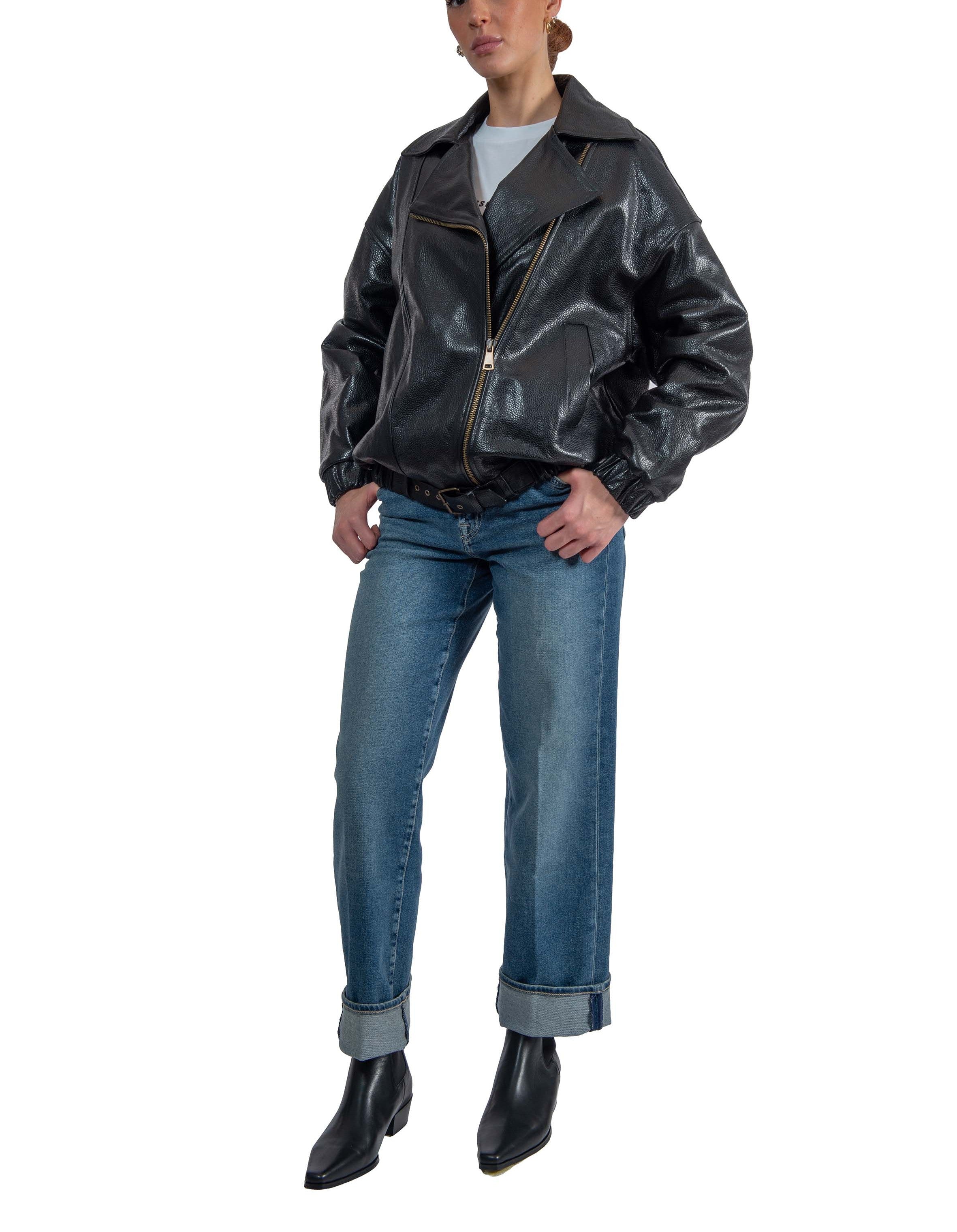 Chiodo Ella in pelle ELLE NERO SEMICOUTURE 