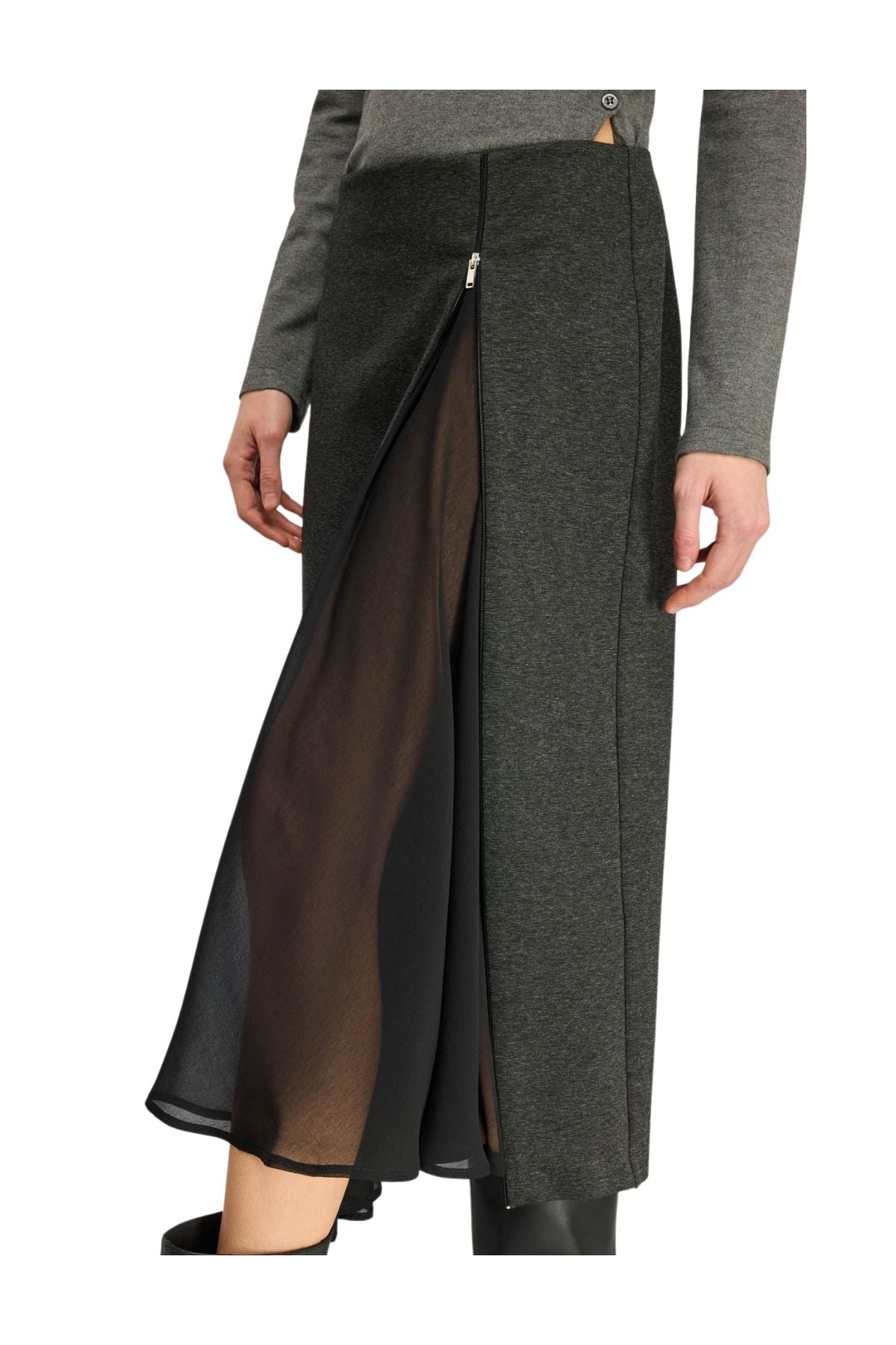 Goona lunga con spacco TOPAZ S6WL14 ANTRACITE SEMICOUTURE 