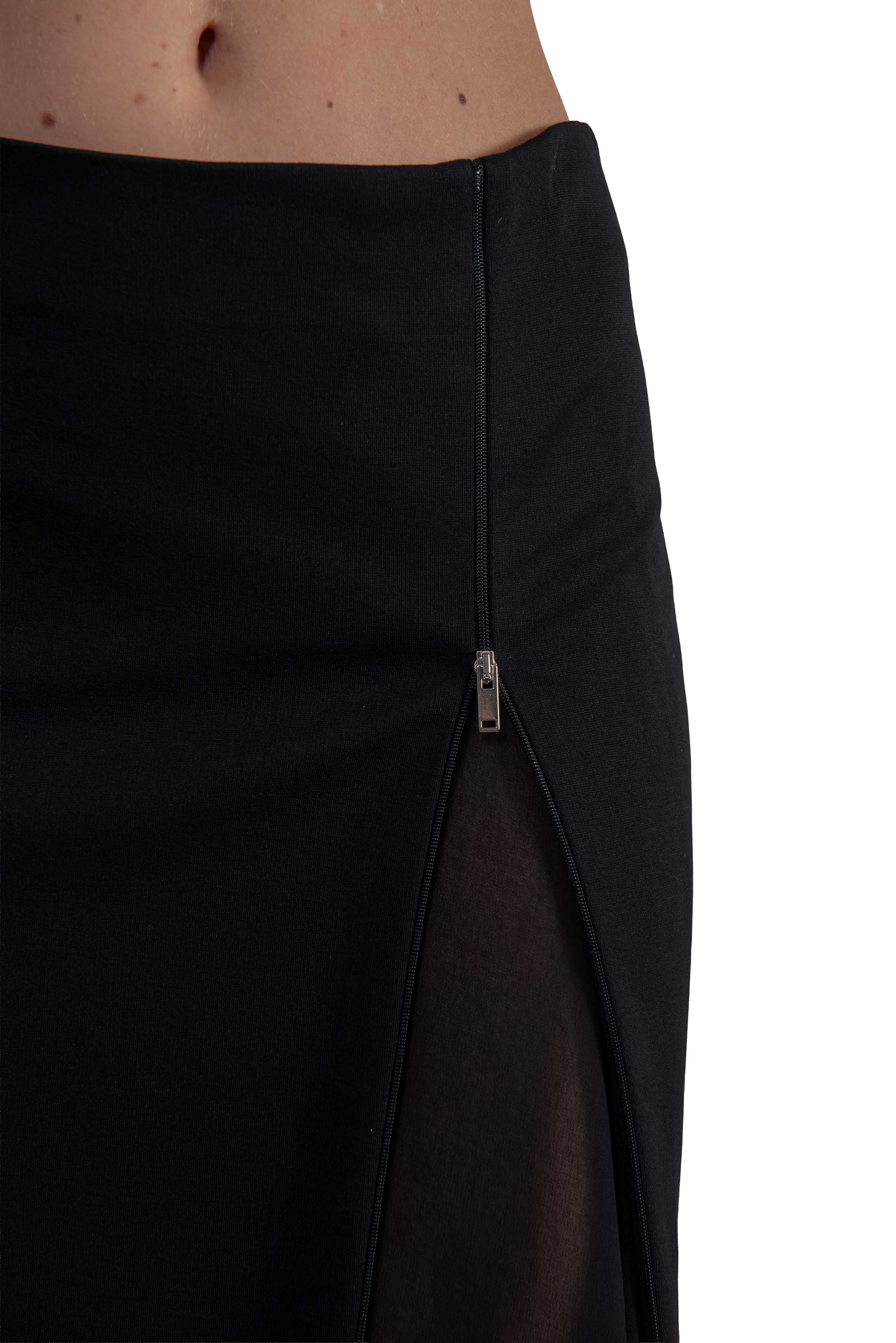 Gonna Topaz lunga con spacco e georgette nera TOPAZ S6WL14 NERO SEMICOUTURE 