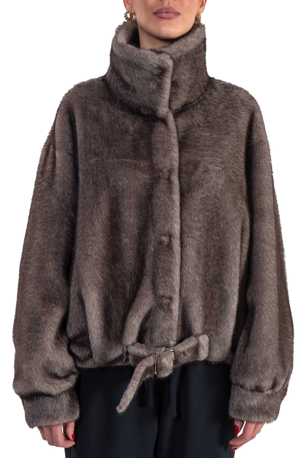Giaccone in ecopelliccia tortora 9142 MOCHA SWORD 