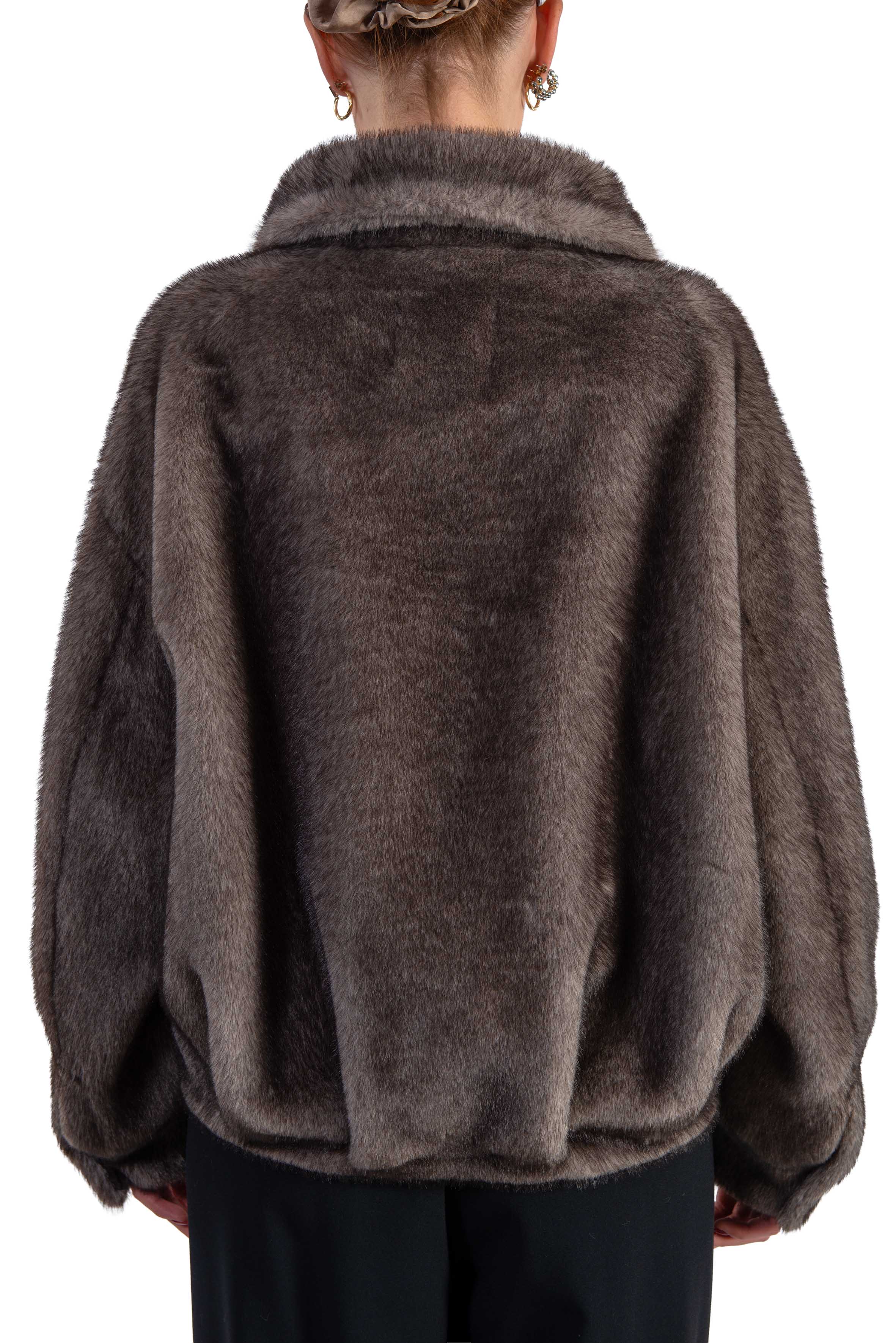 Giaccone in pelliccia ecologica tortora 9142 MOCHA SWORD 