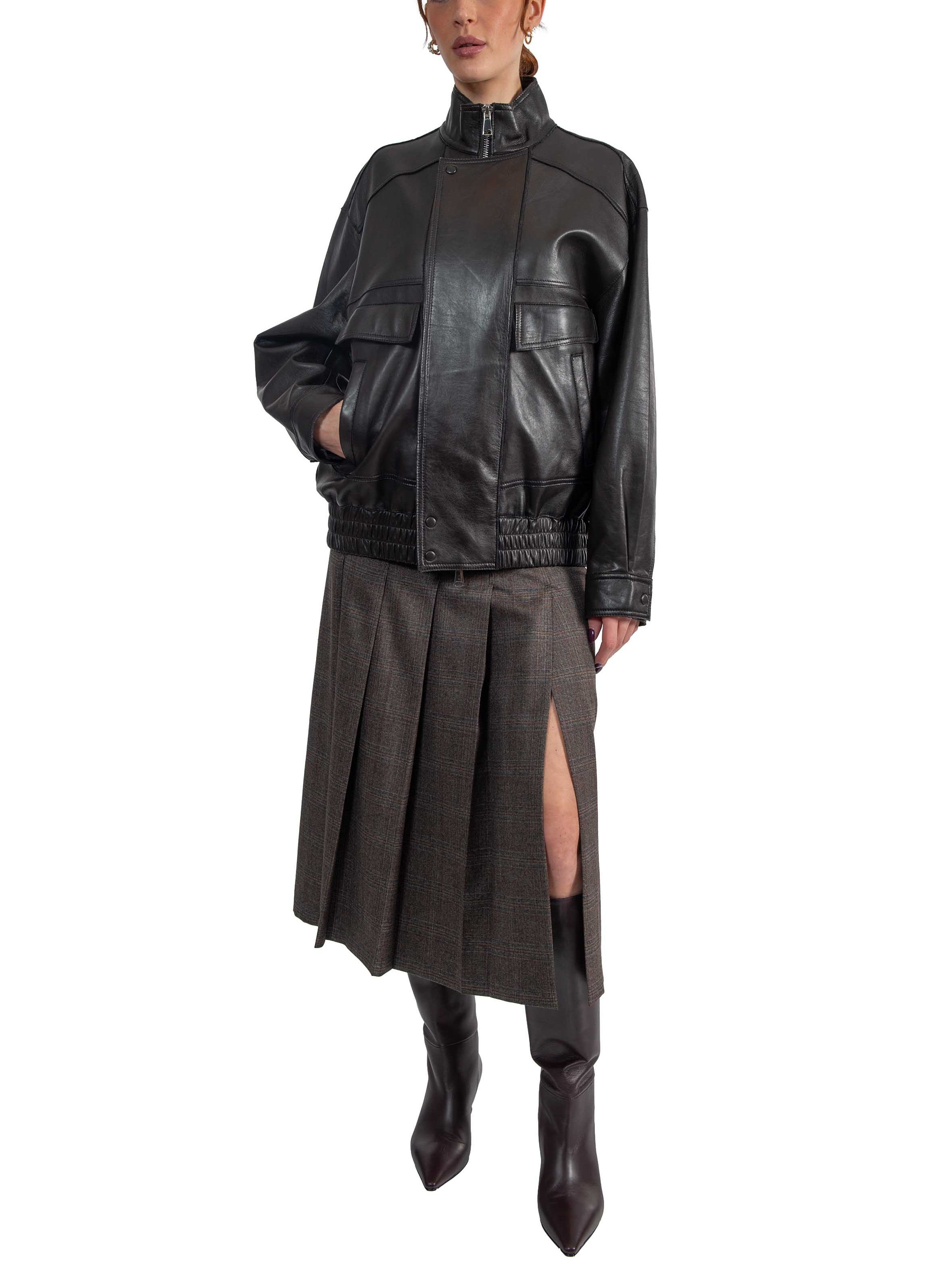 Bomber Droite in pelle nero DROITE DARK BROWN THE JACKIE LEATHERS 
