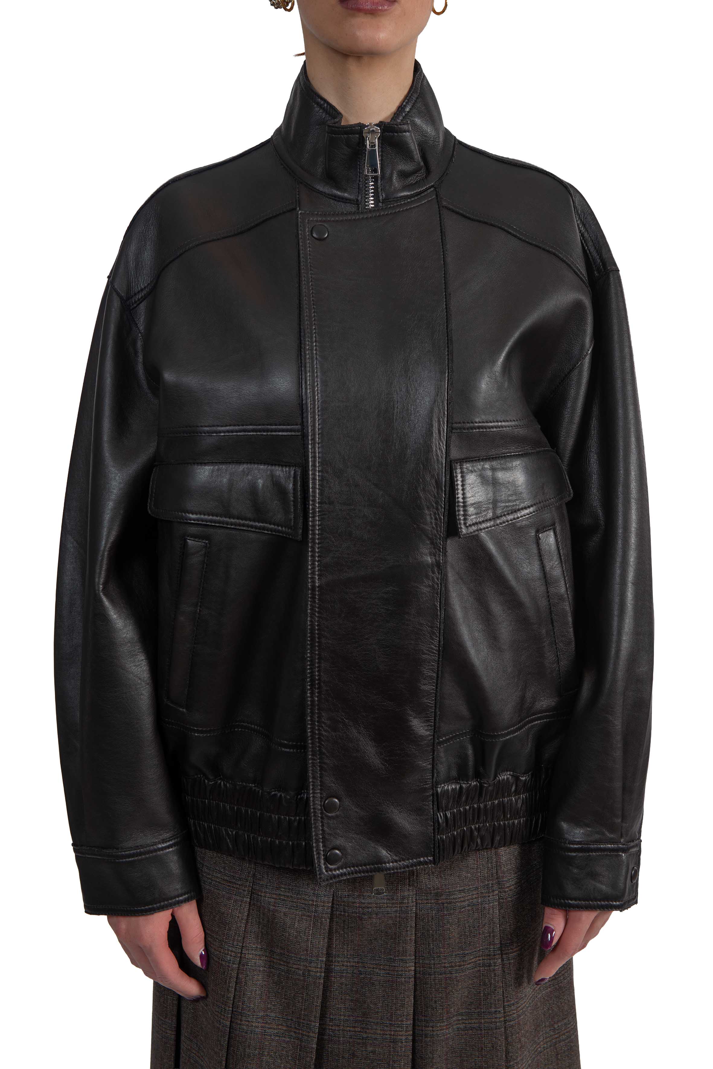 Bomber Droite in pelle nero DROITE DARK BROWN THE JACKIE LEATHERS 