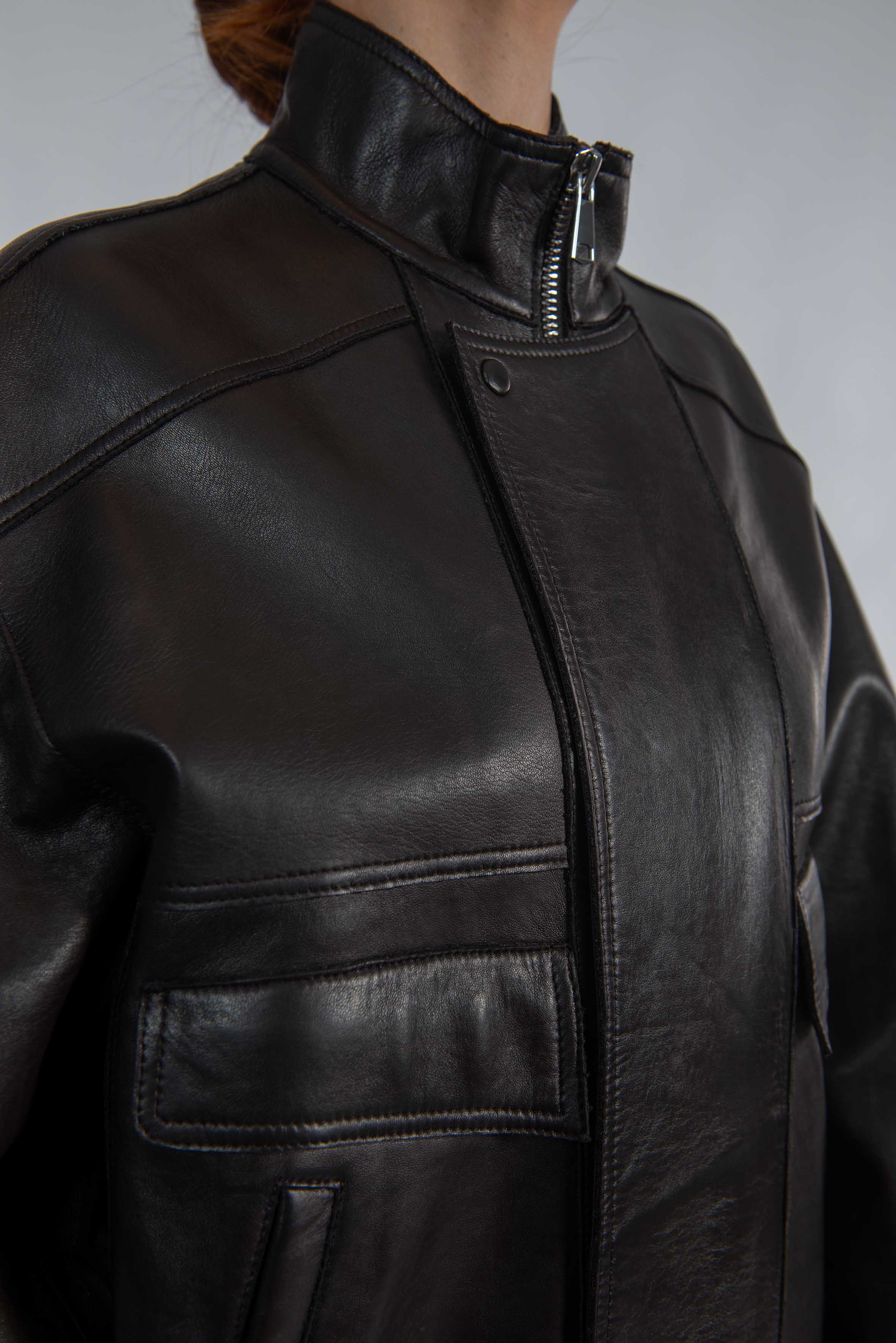 Bomber Droite in pelle nero DROITE DARK BROWN THE JACKIE LEATHERS 