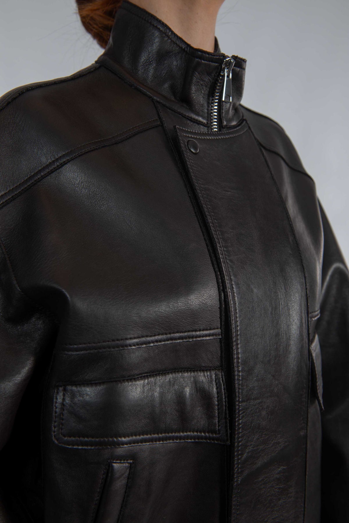 Bomber Droite in pelle nero DROITE DARK BROWN THE JACKIE LEATHERS 
