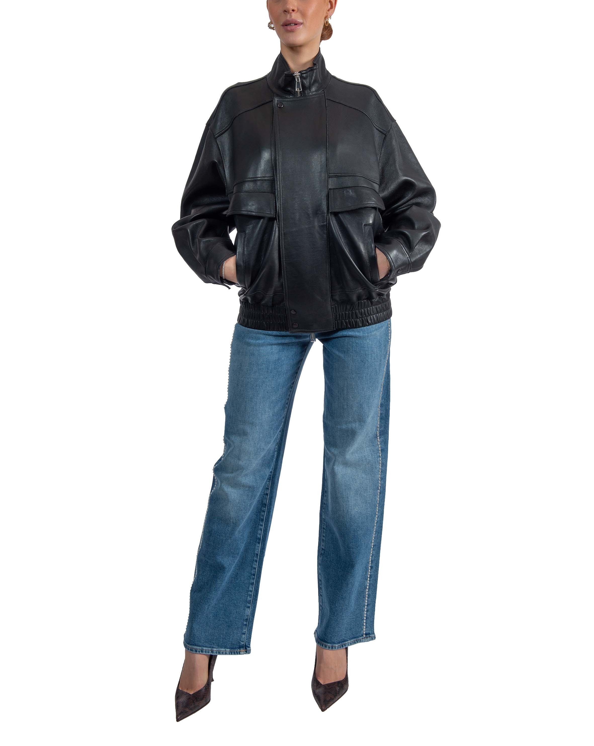 Bomber Droite in pelle nero DROITE NERO THE JACKIE LEATHERS 
