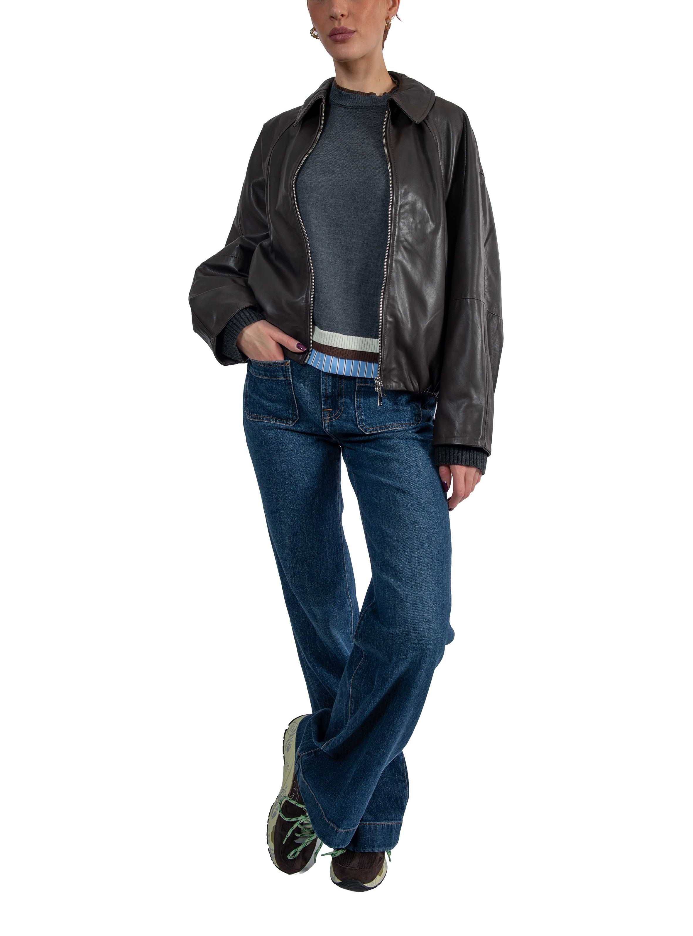 Bomber in pelle testa di moro FIAMMA DARK BROWN THE JACKIE LEATHERS 