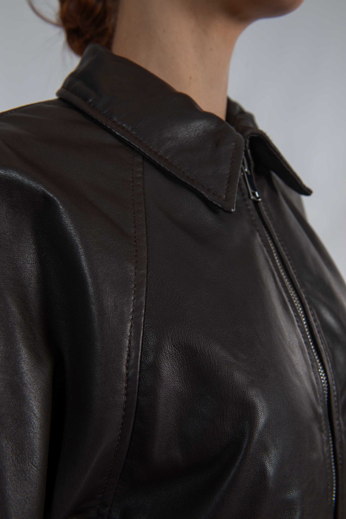 Bomber in pelle testa di moro FIAMMA DARK BROWN THE JACKIE LEATHERS 