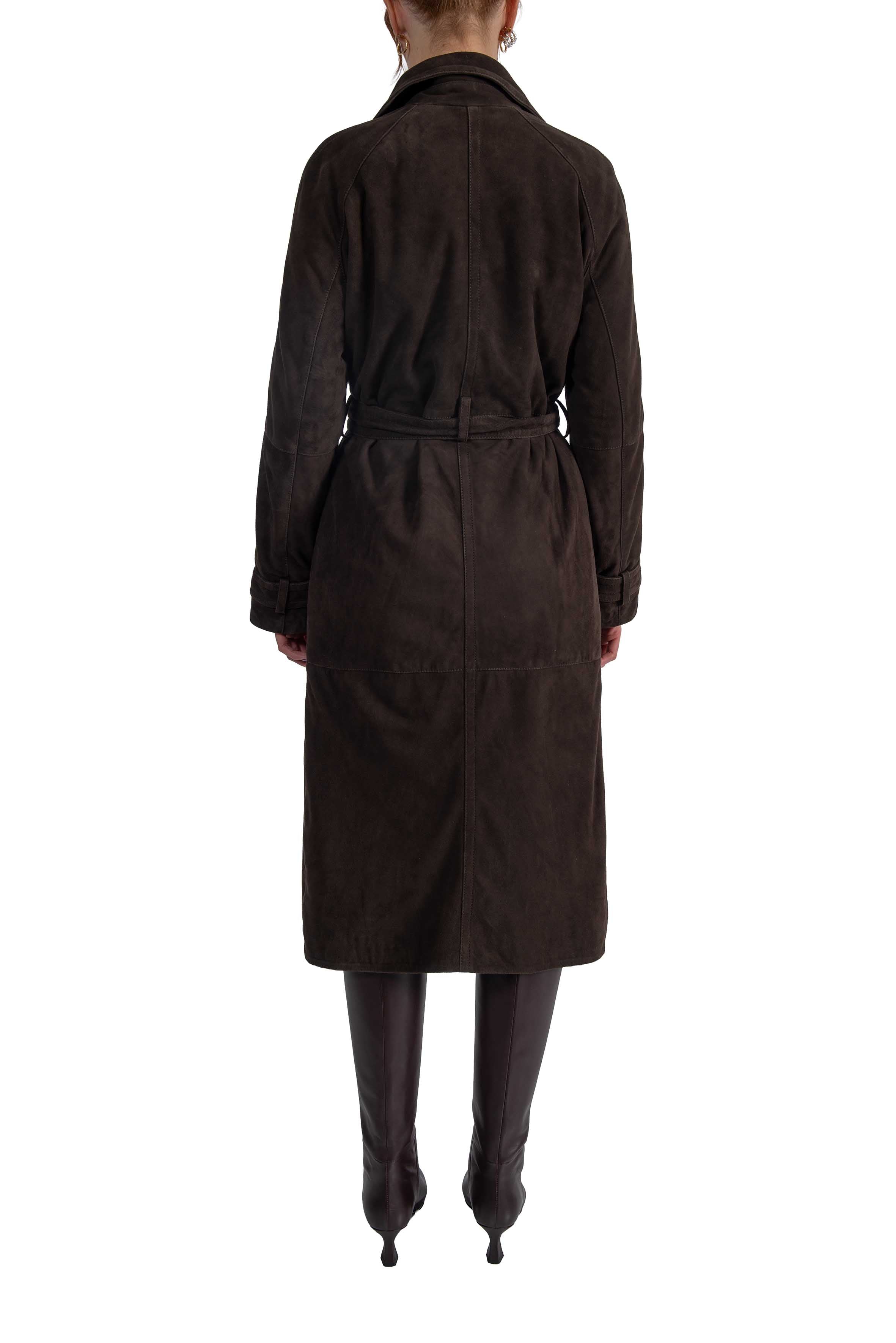 Trench in pelle scamosciata testa di moro PEACEFULL T.MORO THE JACKIE LEATHERS 