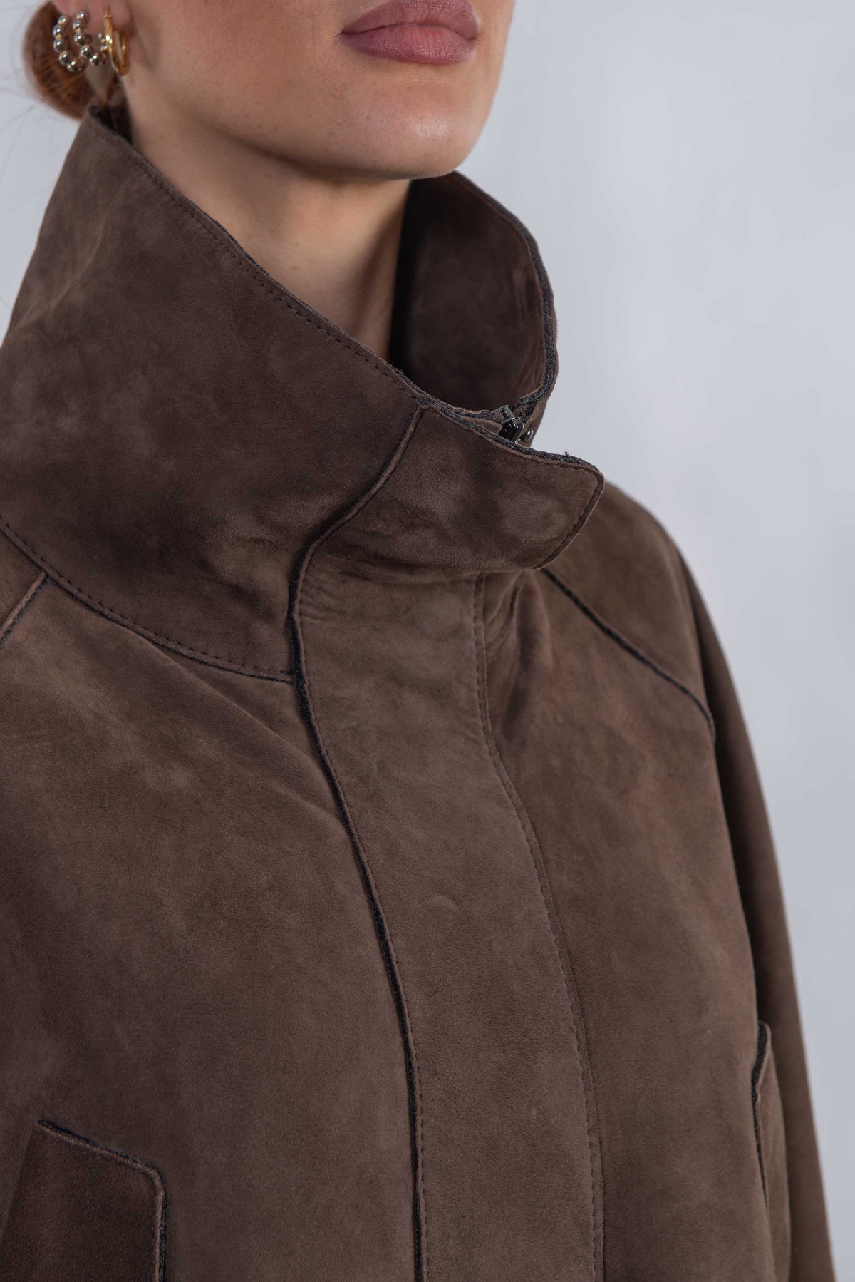 Giaccone in suede marrone RACHELE MARRONE THE JACKIE LEATHERS 