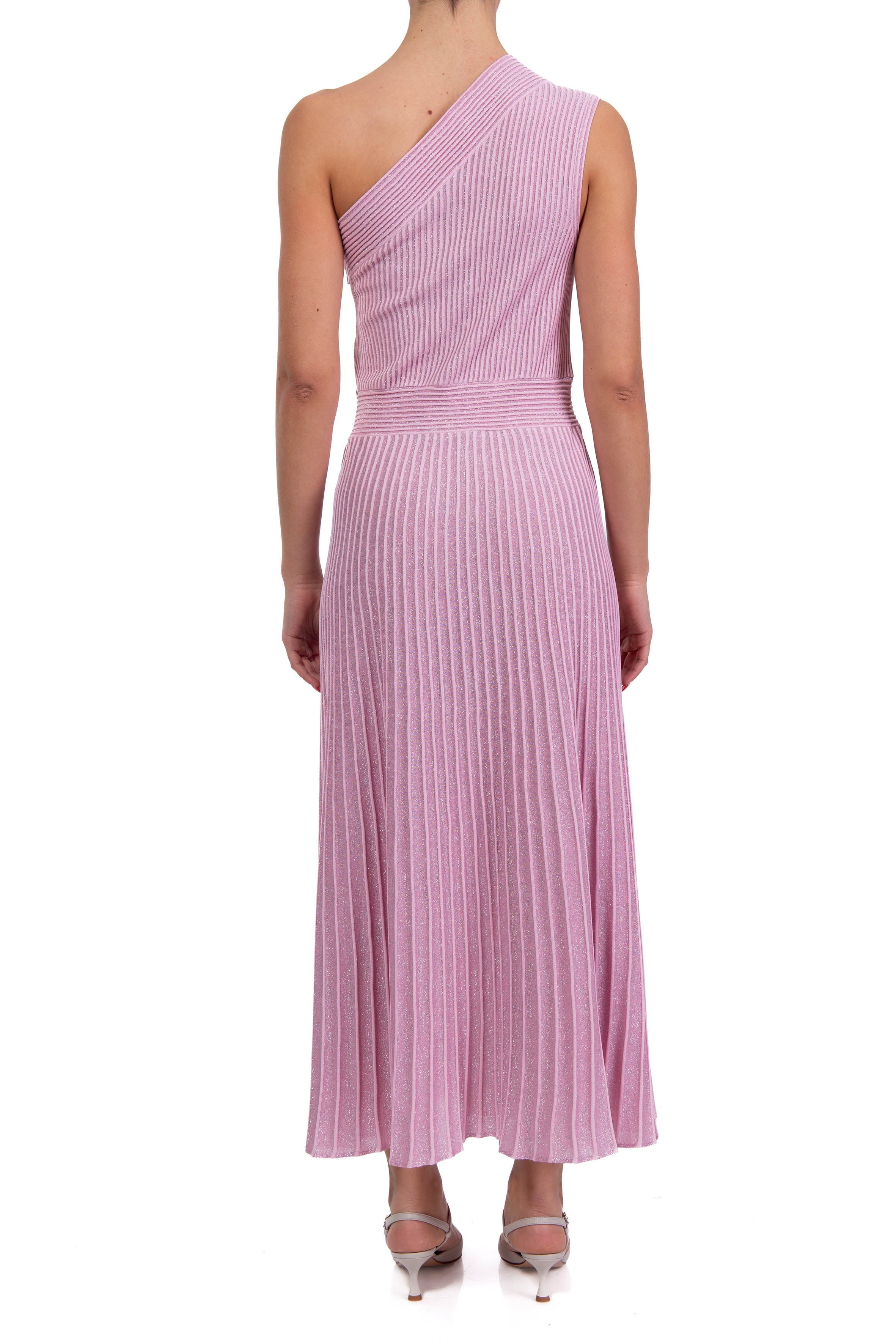 Abito monospalla in lurex rosa 60221 14 AZALEA D.EXTERIOR 