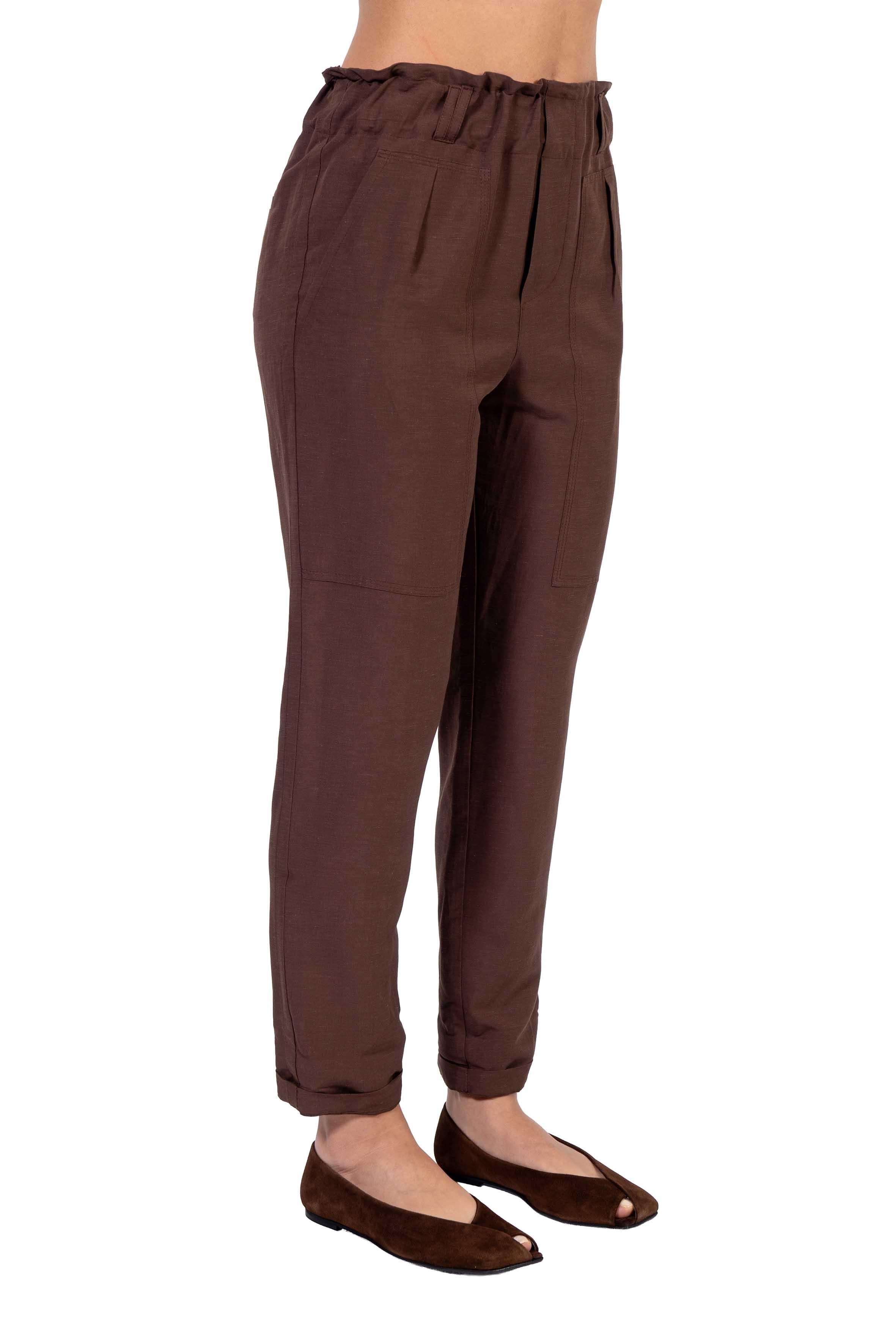 Pantalone cargo marrone in misto lino 2484 2973 CIOCCOLATO ALICE MILLER 