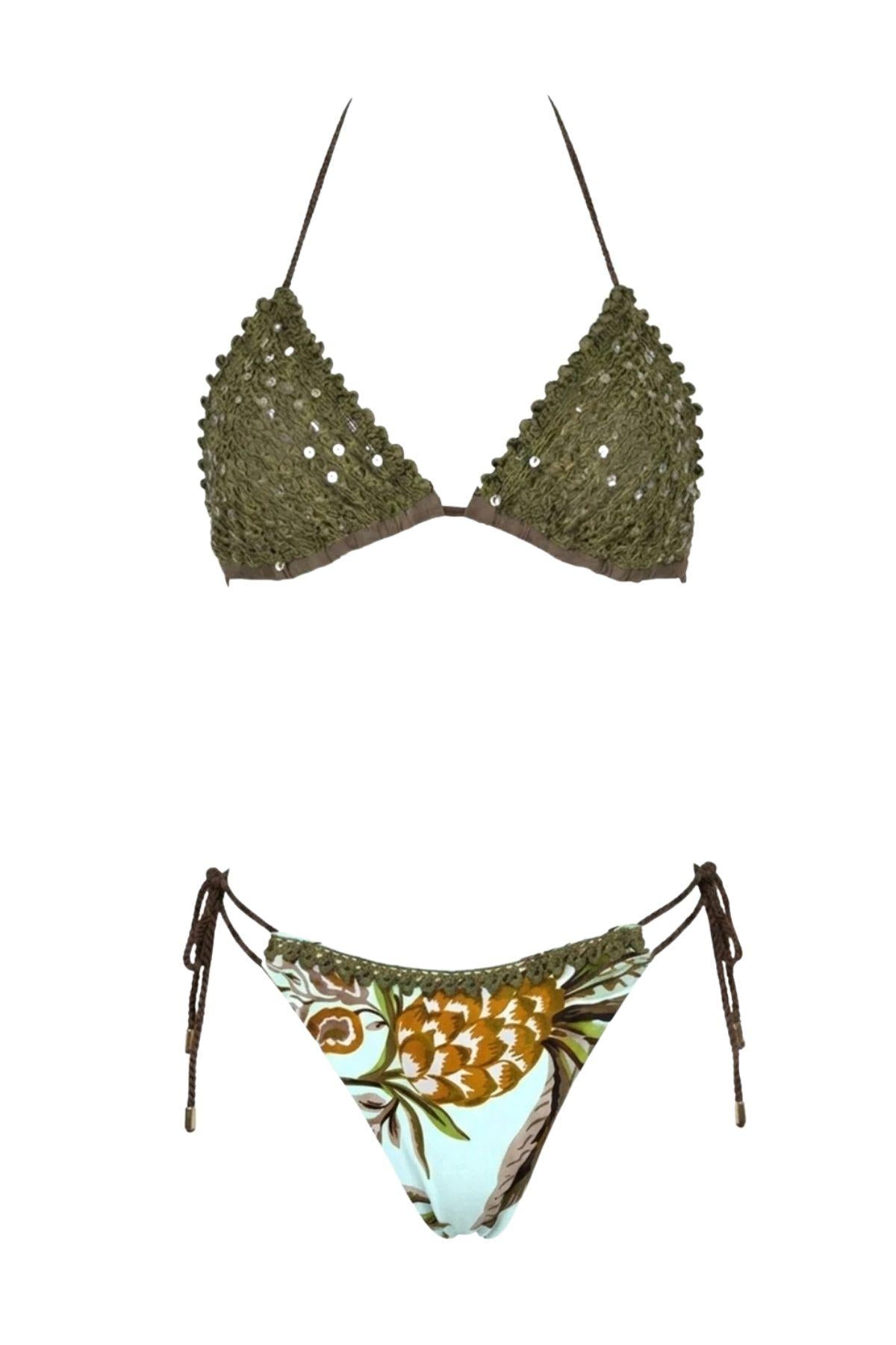 Bikini triangolo a rete con paillettes e slip brasiliana V6023S AZZURRO MIss bikini 