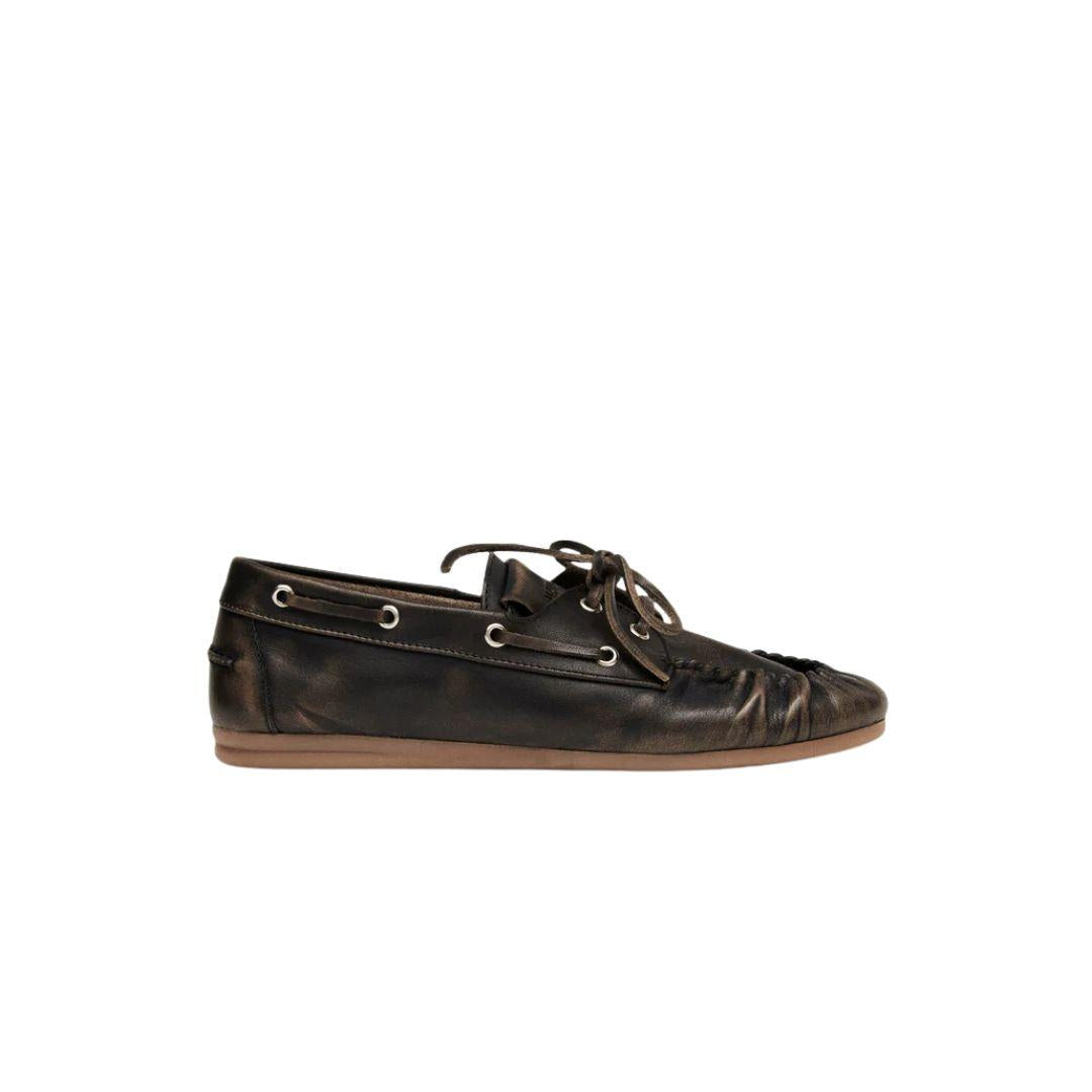 Mocassino Rowan in pelle marrone effetto vintage ROWAN BRUSHED LOAFERS BROWN ALOHAS 