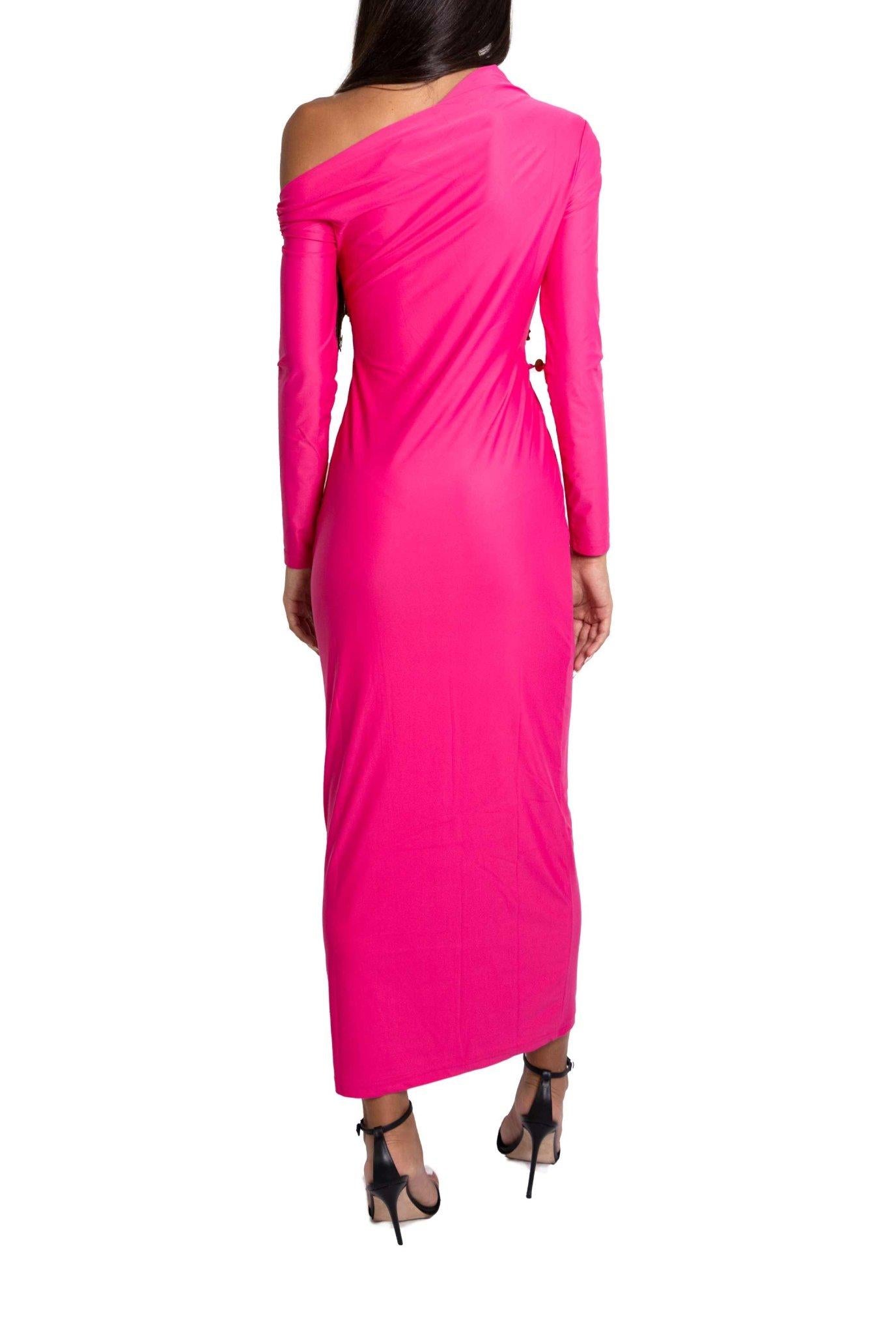Abito midi fucsia con dettaglio cut-out 053X F SELF PORTRAIT 